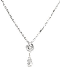 16" Natural White Diamond(1.02ct) Drop Necklace in 14K White Gold