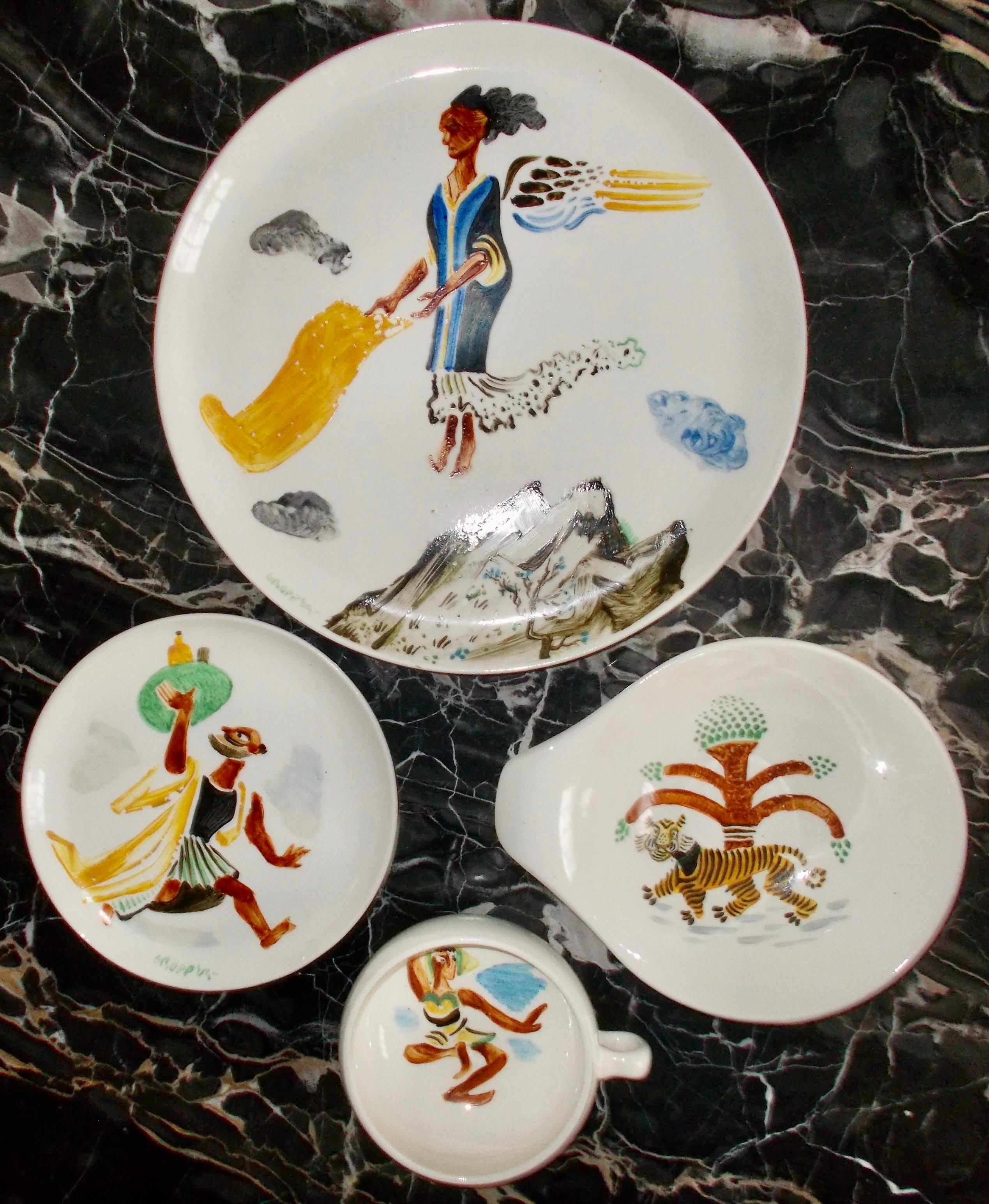 16 Platos pintados al óleo de William Gropper Moderno en venta