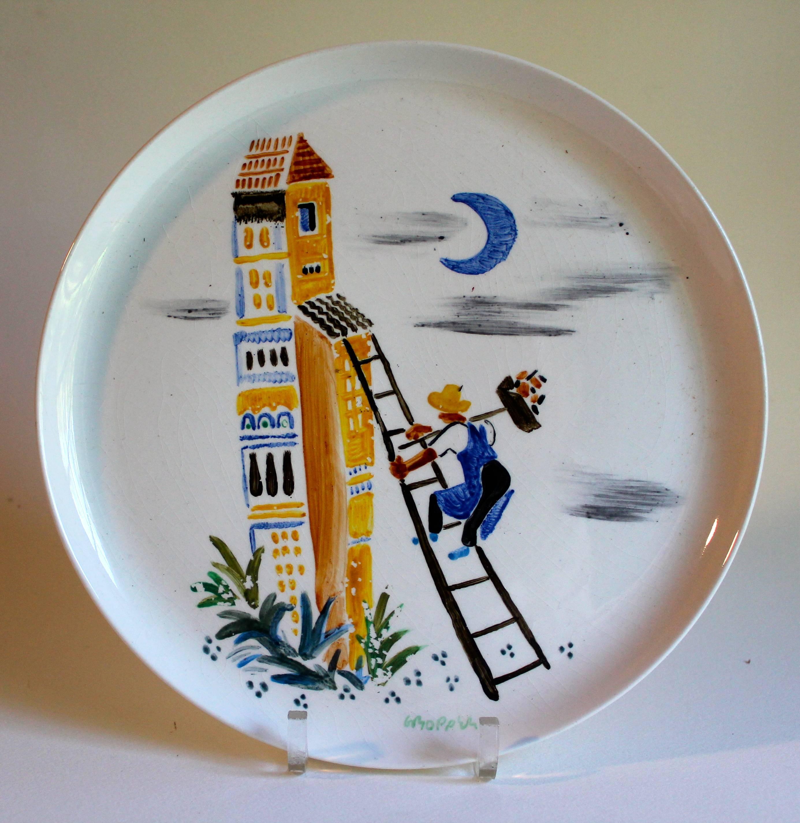 16 Platos pintados al óleo de William Gropper en venta 1