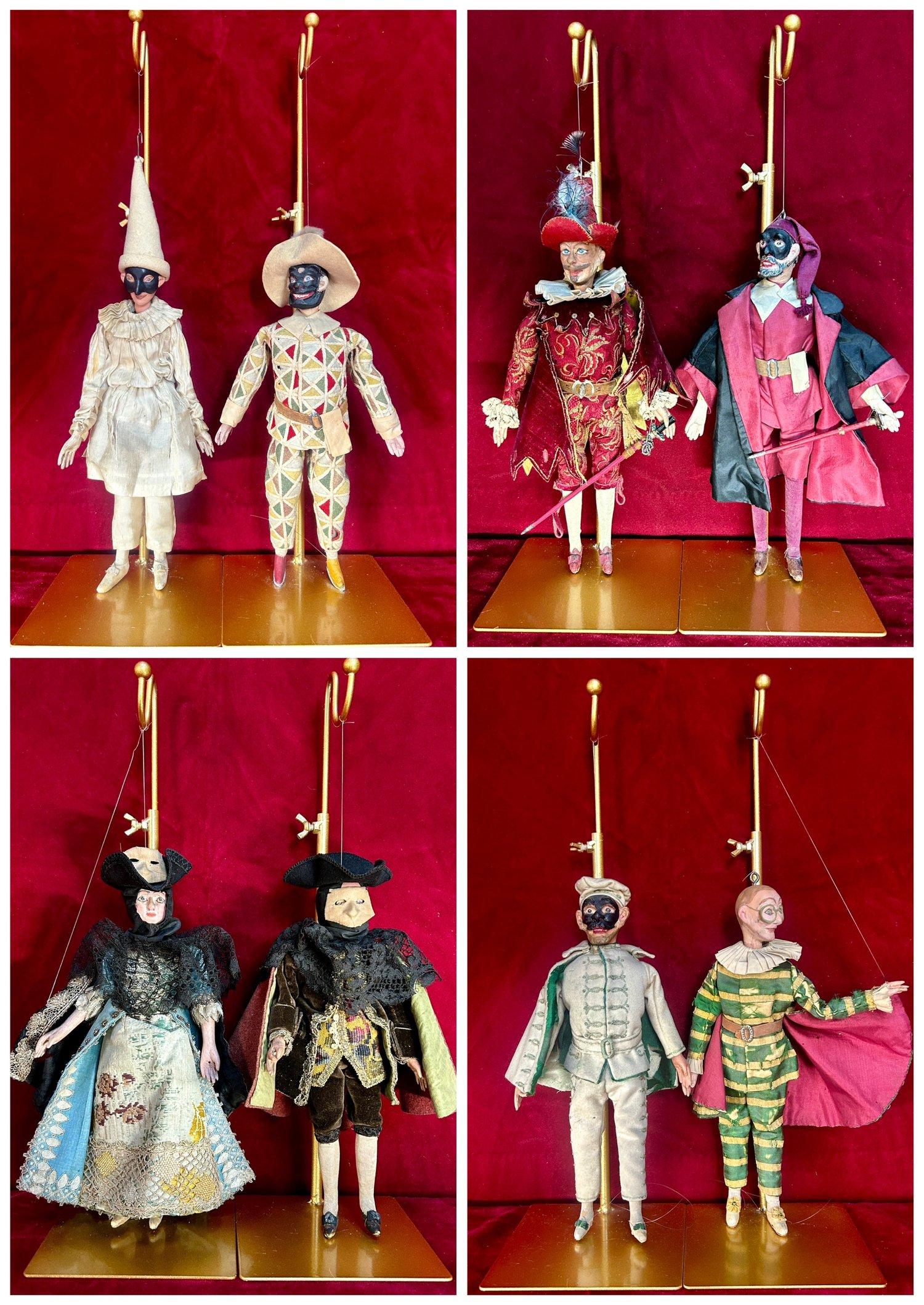 16 x Venezianische Marionettenpuppen aus dem 18. Jahrhundert aus dem Commedia dell'arte Theater (Barock) im Angebot