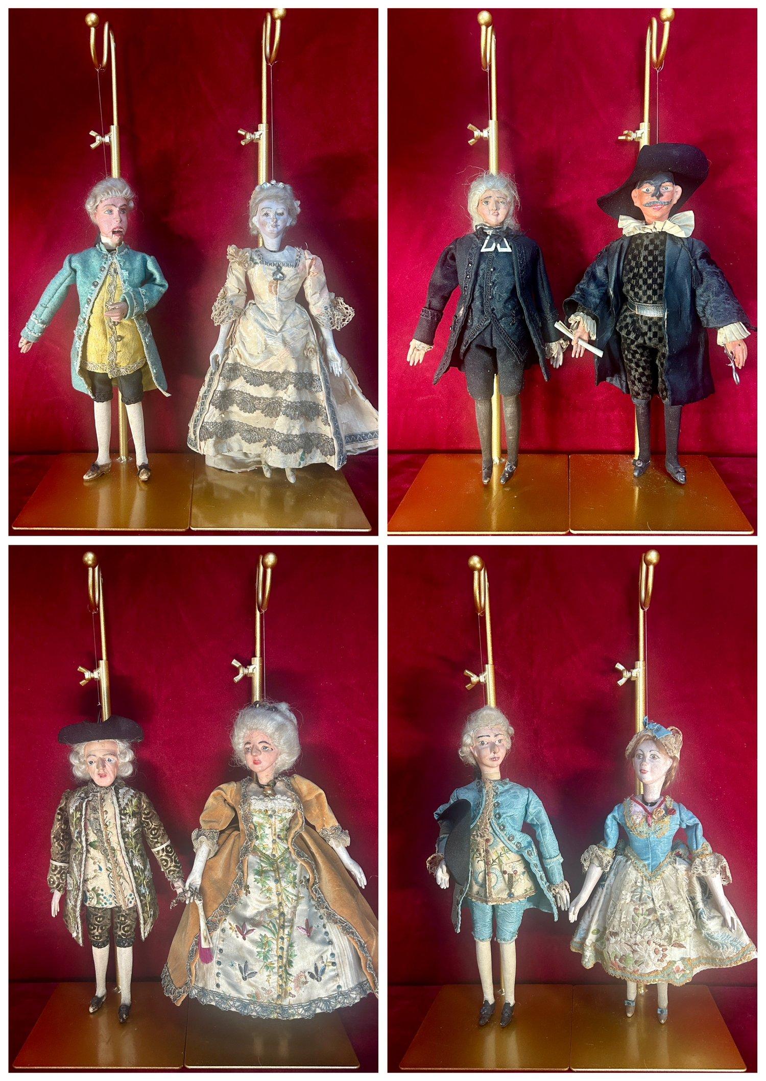 16 x Venezianische Marionettenpuppen aus dem 18. Jahrhundert aus dem Commedia dell'arte Theater (Italienisch) im Angebot