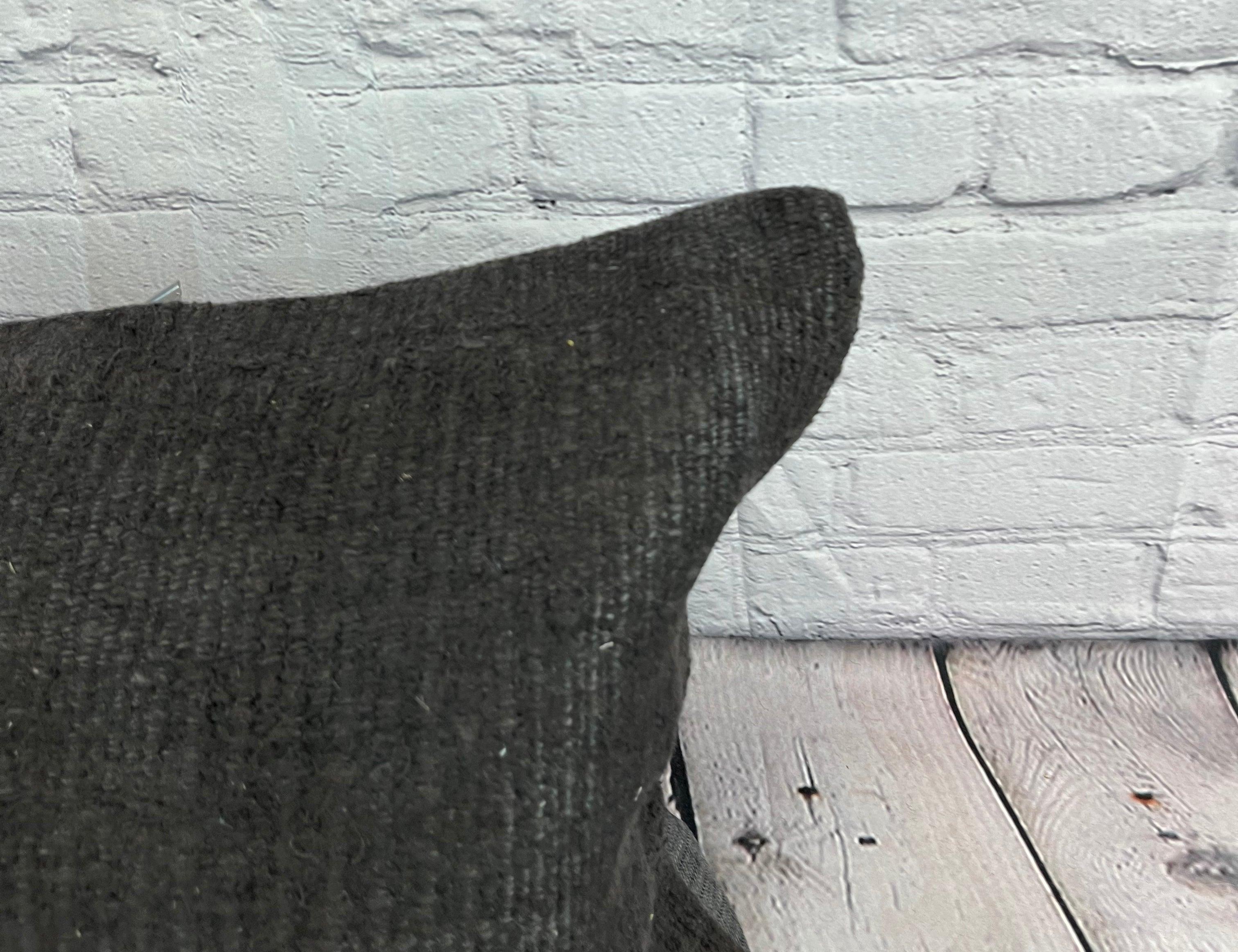 Annodato a mano 16 x 24 Cuscino Hempe Cuscino Turco Nature Cuscino Nero Copri Cuscino #6055 in vendita