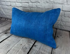 16 x 24 Hemp Pillow Turkish Cushion Natural Blue Pillow Cushion Cover #6244