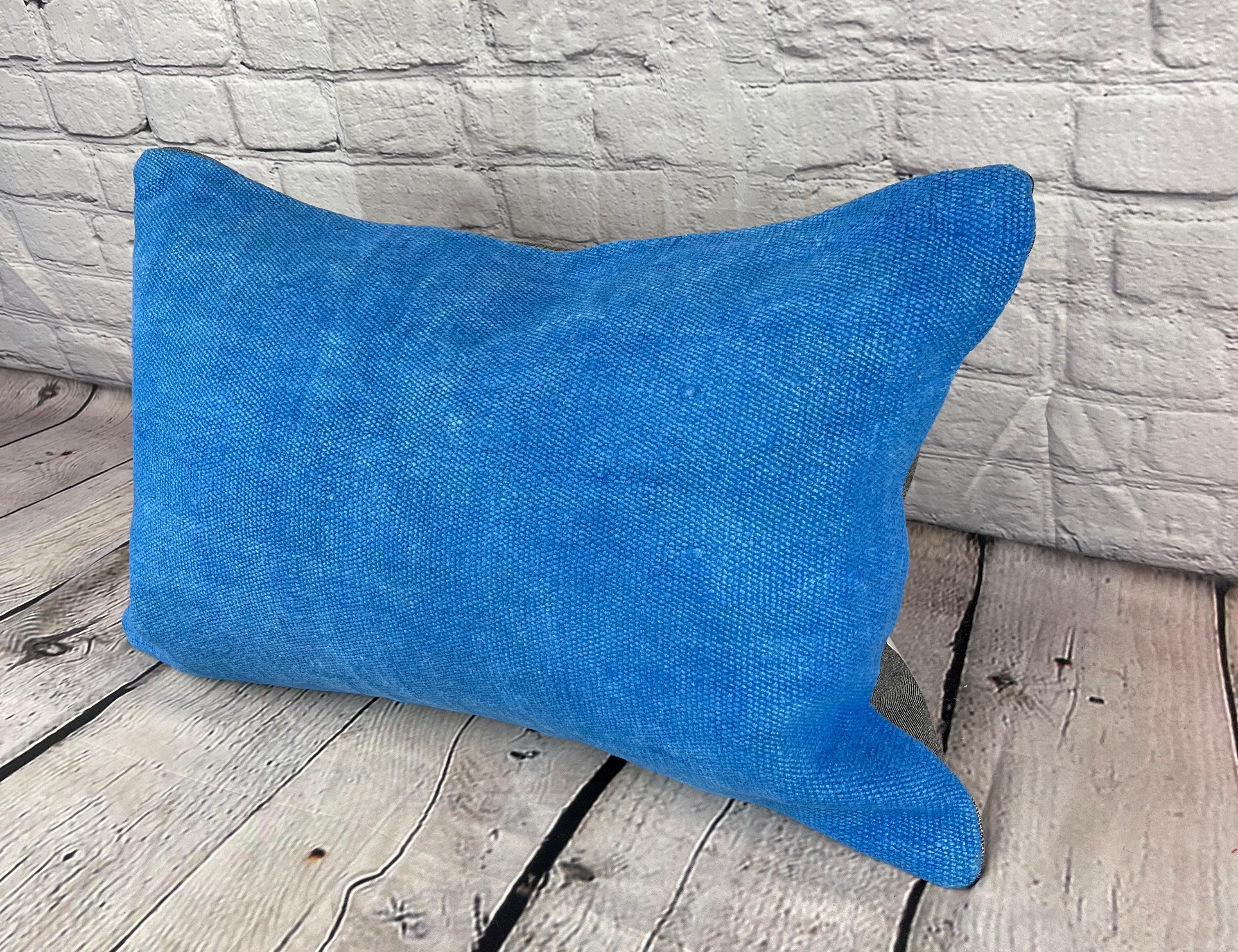 16 x 24 Hemp Pillow Turkish Cushion Natural Blue Pillow Cushion Cover #6249 Elevate your home decor with our Hemp Pillow Turkish Cushion. This exquisite pillow cover, meticulously handwoven, adds a touch of elegance and sophistication to any space.