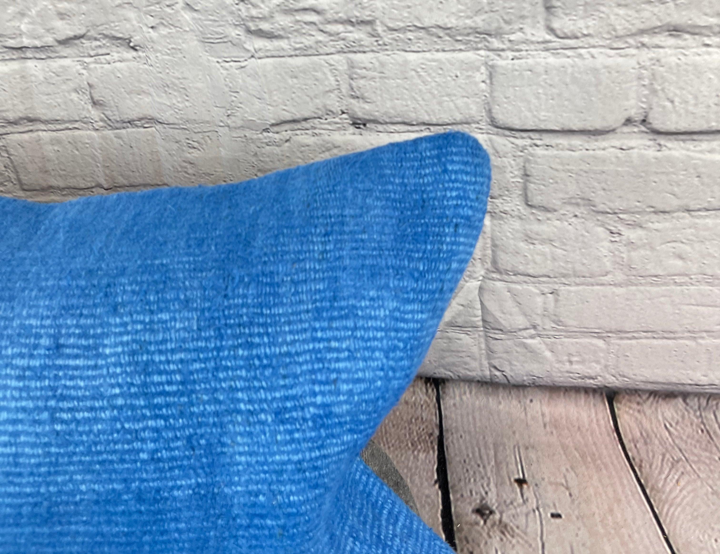 Annodato a mano 16 x 24 Cuscino Hempe Cuscino Turco Nature Blu Cuscino Copri Cuscino #6254 in vendita