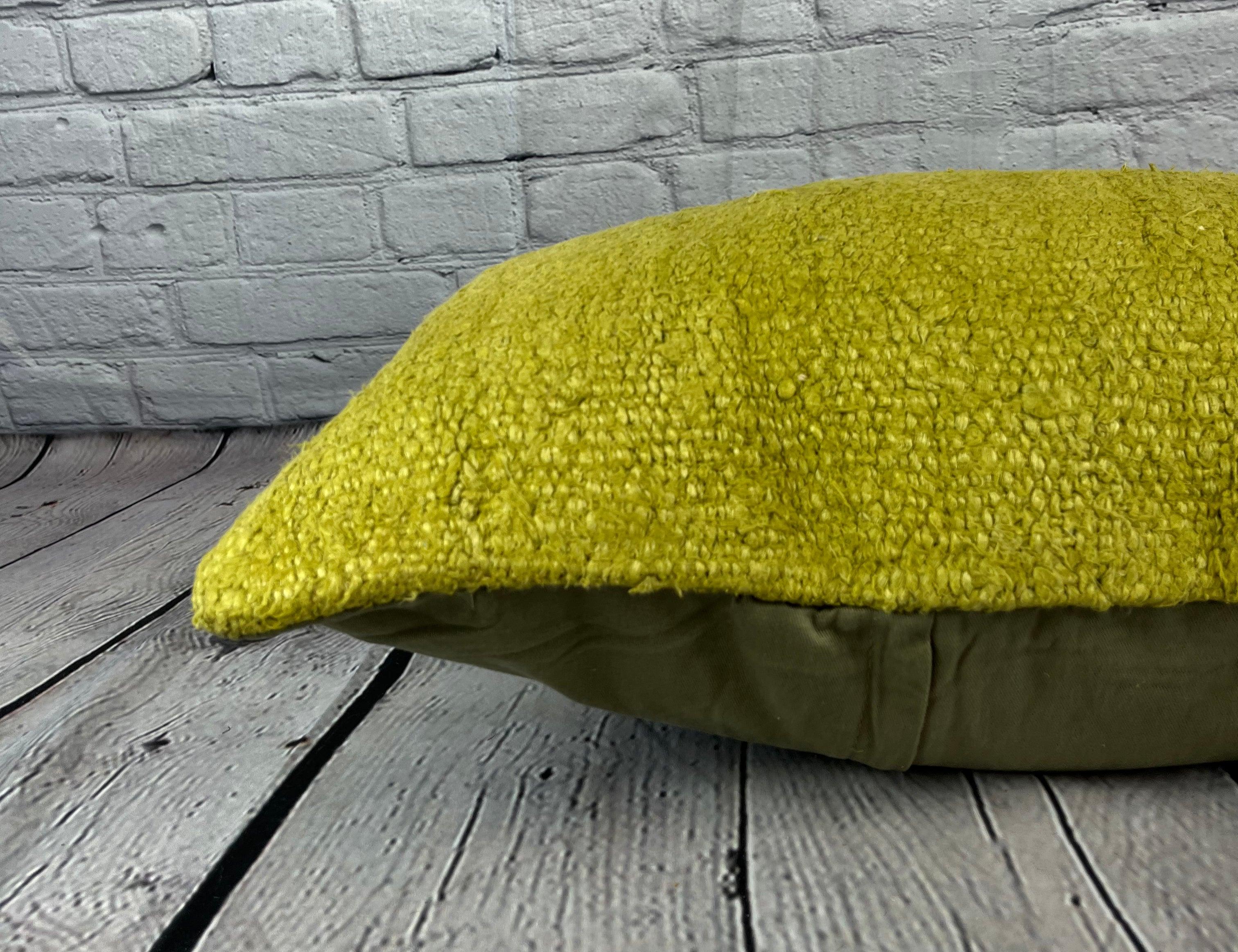 16 x 24 Hemp Pillow Turkish Cushion Natural Green Pillow Cushion Cover #6367 In New Condition For Sale In Houston, TX