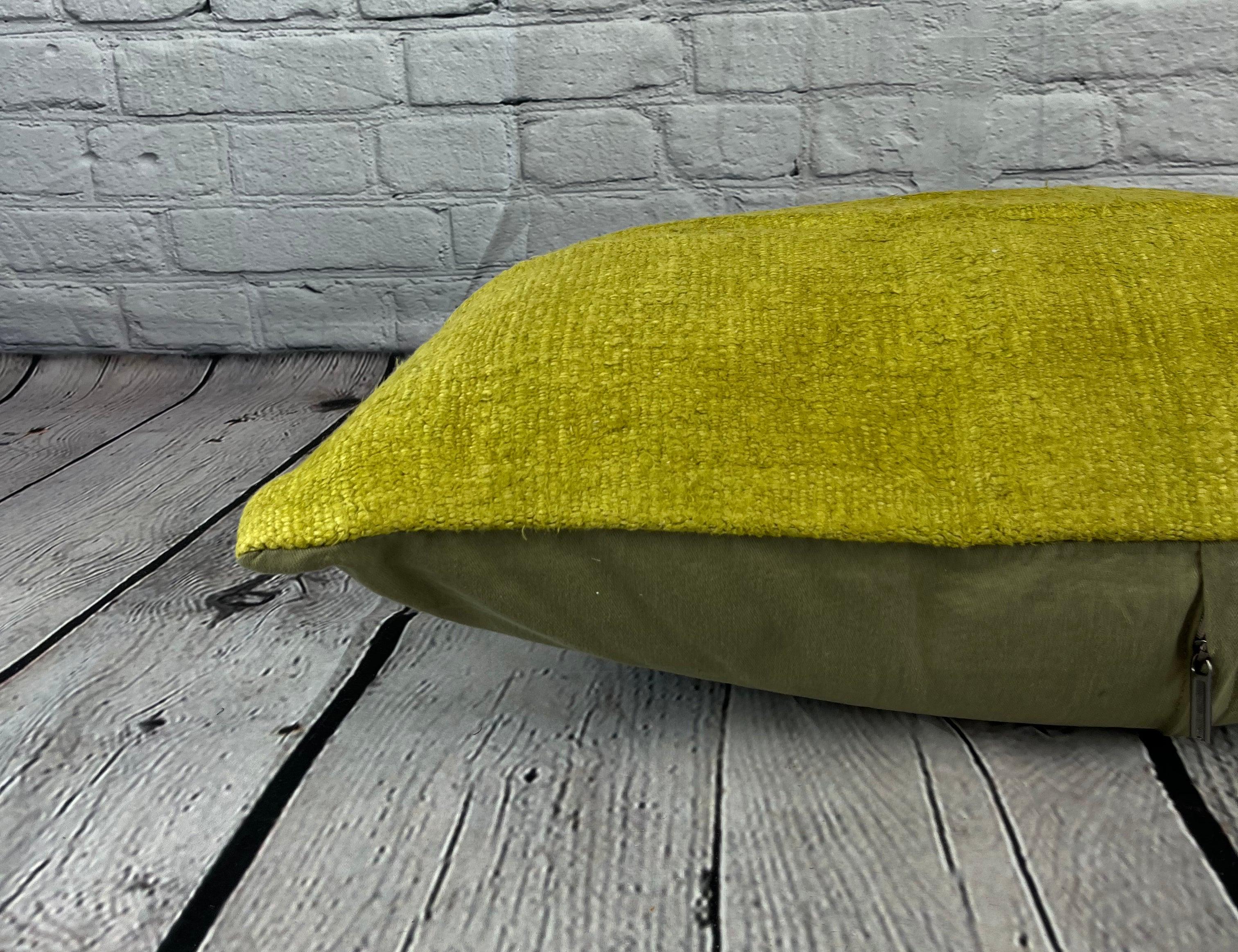 Annodato a mano 16 x 24 Cuscino in canapa Cuscino turco Greene & Greene naturale Copricuscino #6368 in vendita
