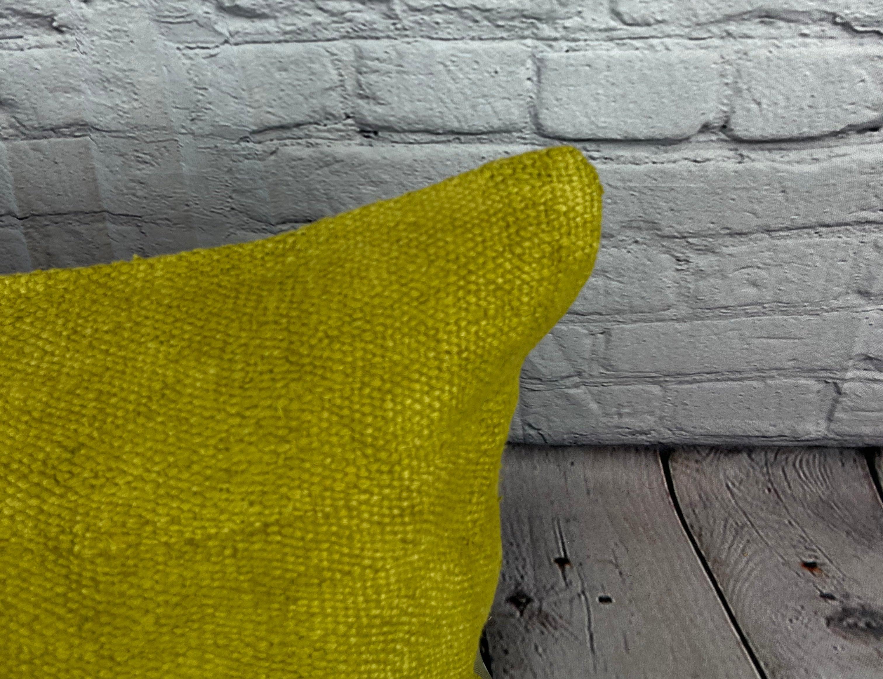 Hand-Knotted 16 x 24 Hemp Pillow Turkish Cushion Natural Green Pillow Cushion Cover #6380 For Sale