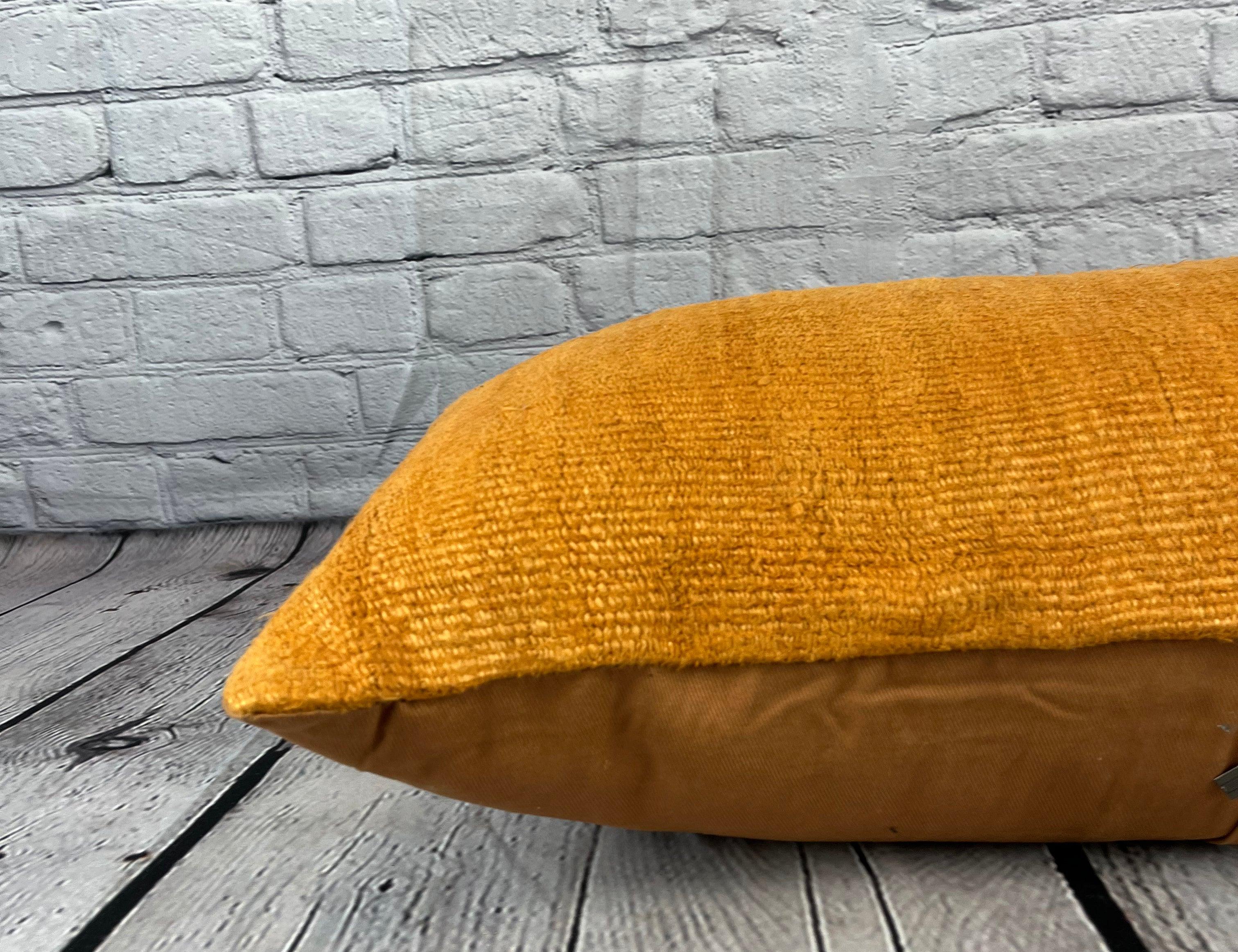 16 x 24 Cojín de cáñamo Cojín turco Cojín naranja natural Funda de cojín #6259 Anudado a mano en venta