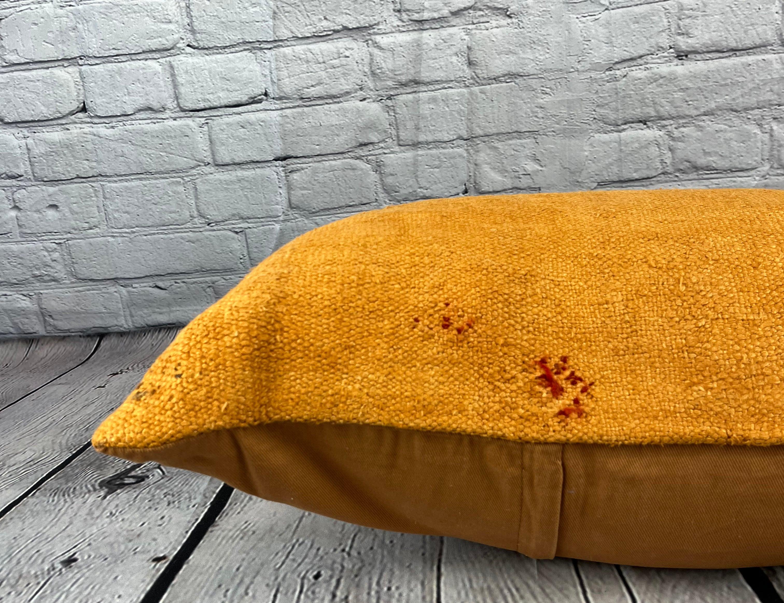 16 x 24 Cojín de cáñamo Cojín turco Cojín naranja natural Funda de cojín #6260 Anudado a mano en venta