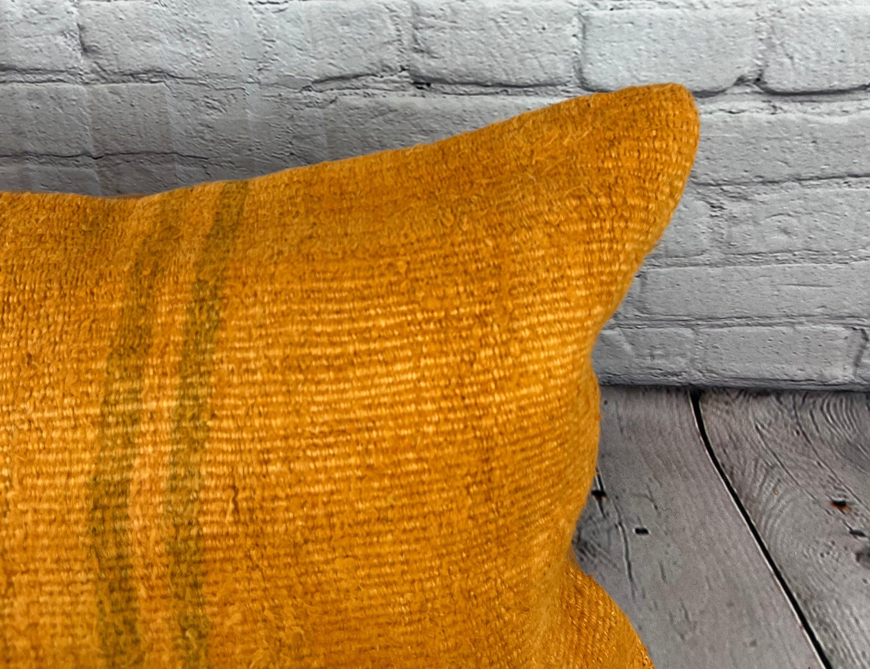 16 x 24 Hemp Kissen Türkisches Kissen mit natürlichem orangefarbenem Kissen-Kissenbezug #6261 (Handgeknüpft) im Angebot