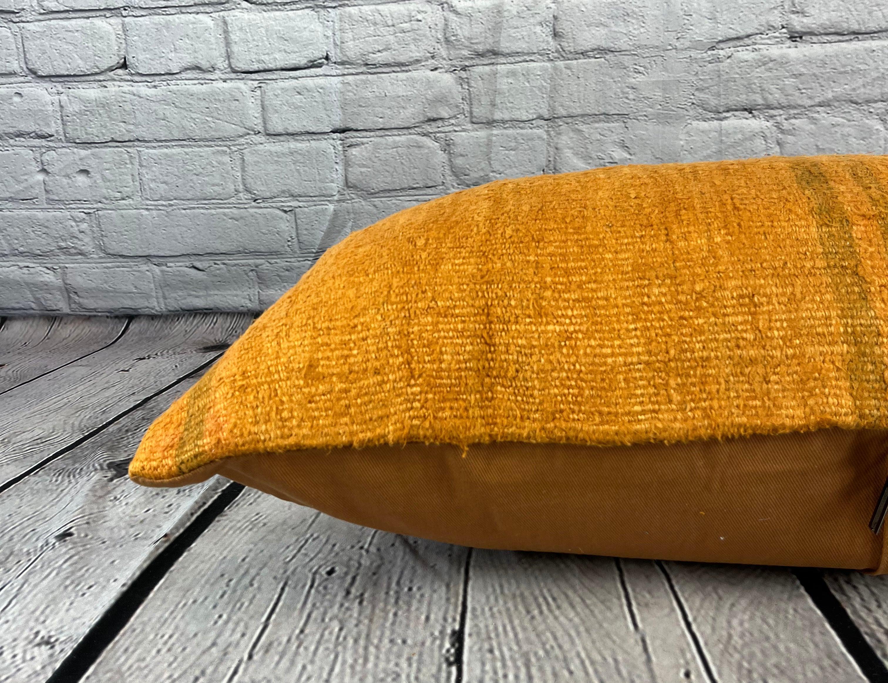 16 x 24 Hemp Kissen Türkisches Kissen mit natürlichem orangefarbenem Kissen-Kissenbezug #6261 im Zustand „Neu“ im Angebot in Houston, TX