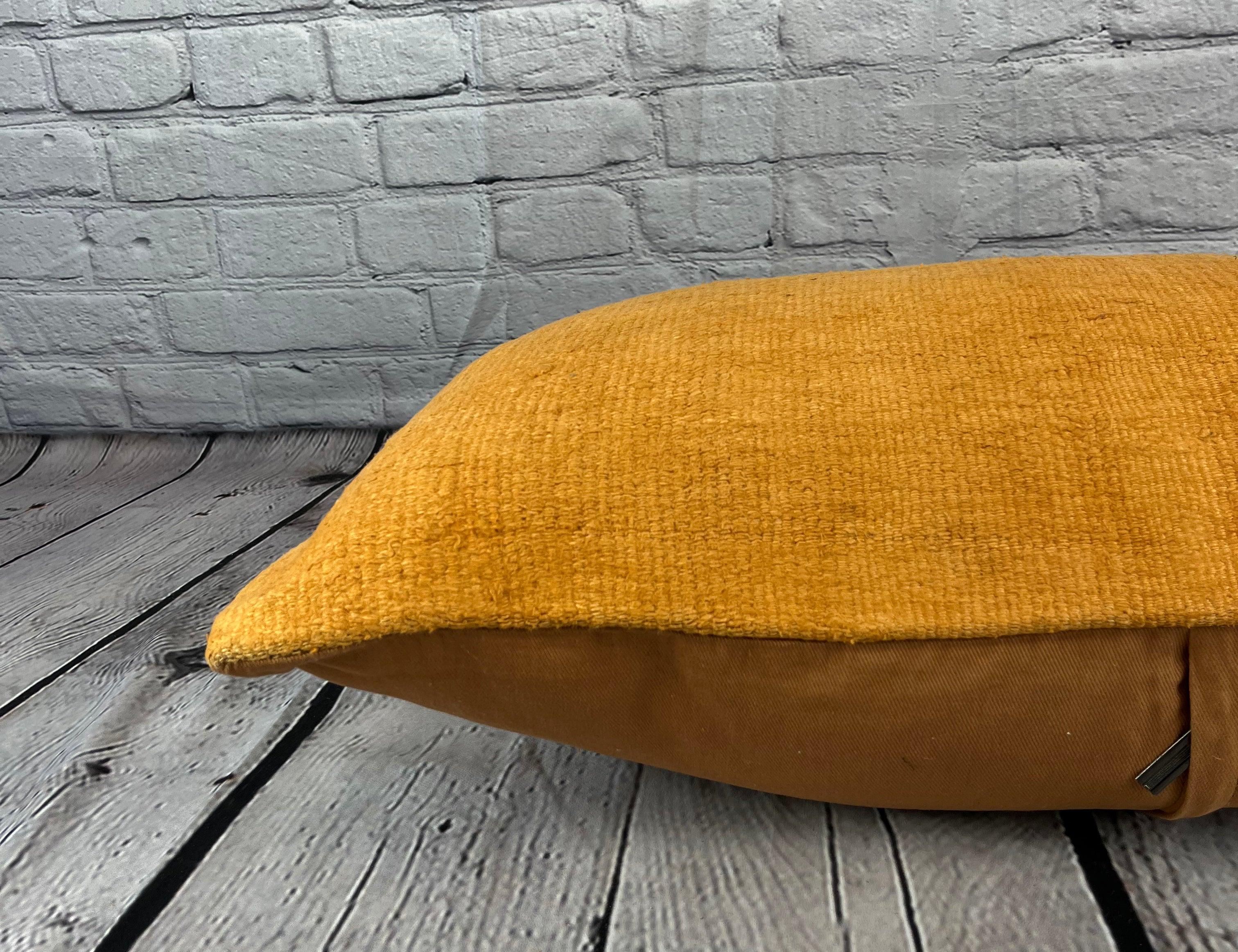 16 x 24 Hemp Pillow Turkish Cushion Natural Orange Pillow Cushion Cover #6262 In New Condition For Sale In Houston, TX