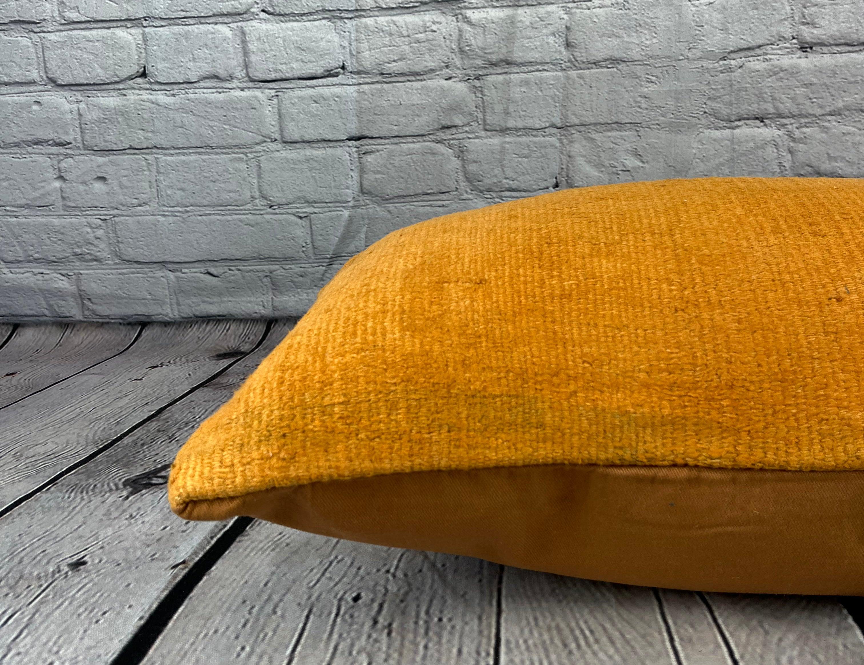 16 x 24 Cojín de cáñamo Cojín turco Cojín naranja natural Funda de cojín #6263 Anudado a mano en venta