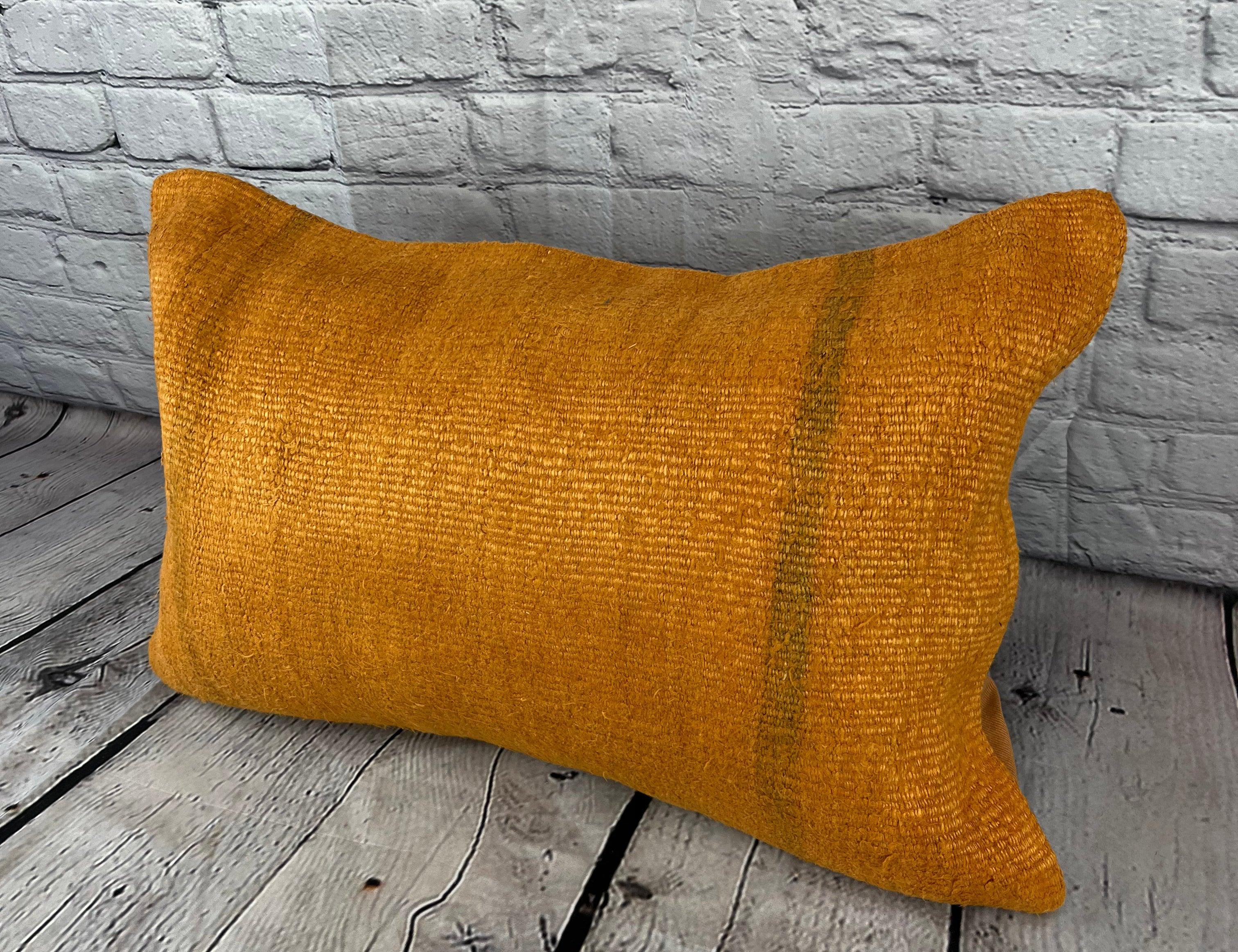 16 x 24 Hemp Pillow Turkish Cushion Natural Orange Pillow Cushion Cover #6265 Elevate your home decor with our Hemp Pillow Turkish Cushion. This exquisite pillow cover, meticulously handwoven, adds a touch of elegance and sophistication to any