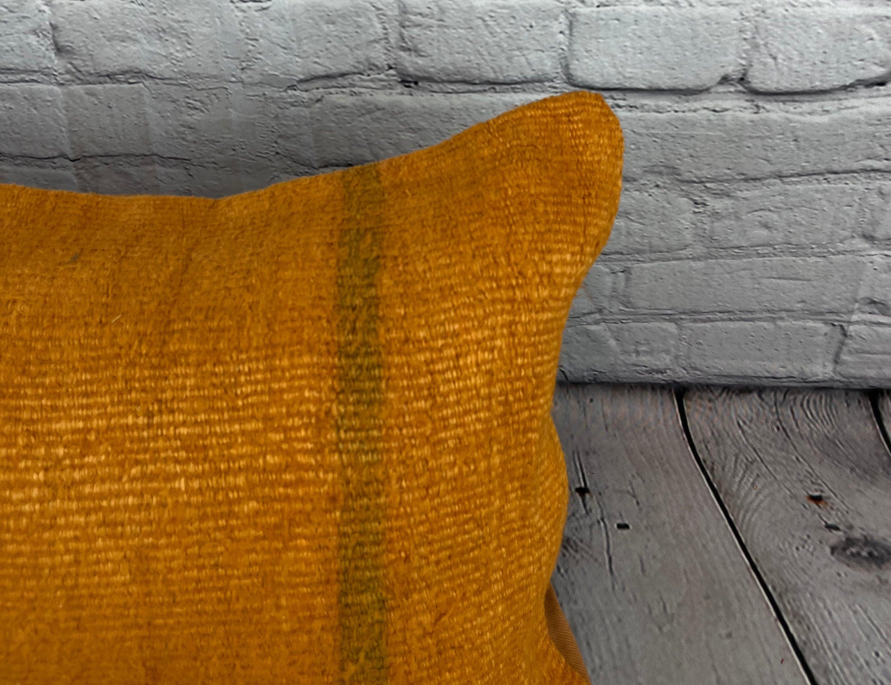Annodato a mano 16 x 24 Cuscino Hempe Cuscino Turco Nature Arancione Cuscino Copri Cuscino #6265 in vendita