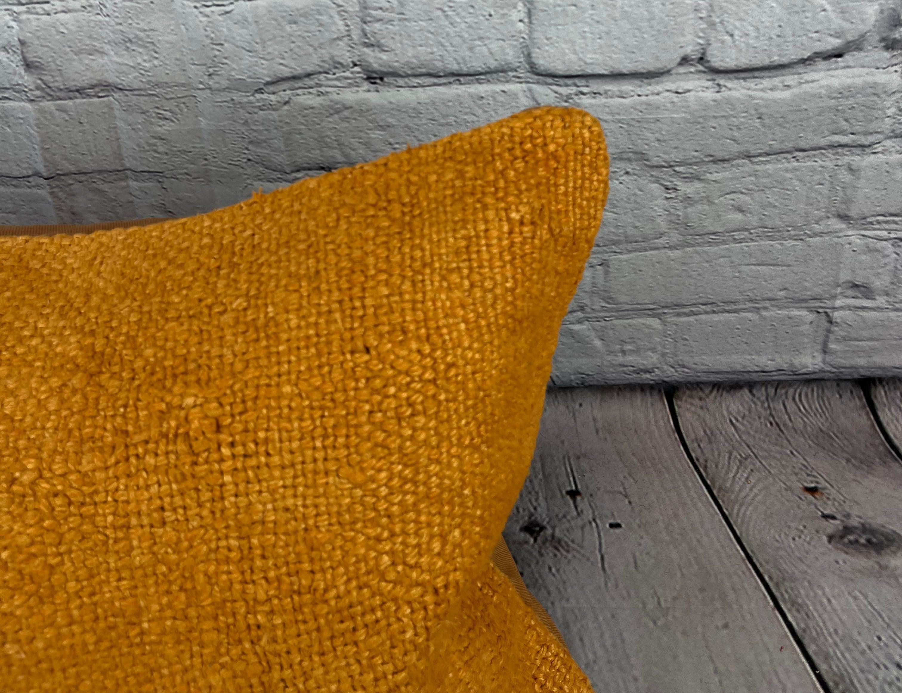 Annodato a mano 16 x 24 Cuscino Hempe Cuscino Turco Nature Arancione Cuscino Copri Cuscino #6267 in vendita