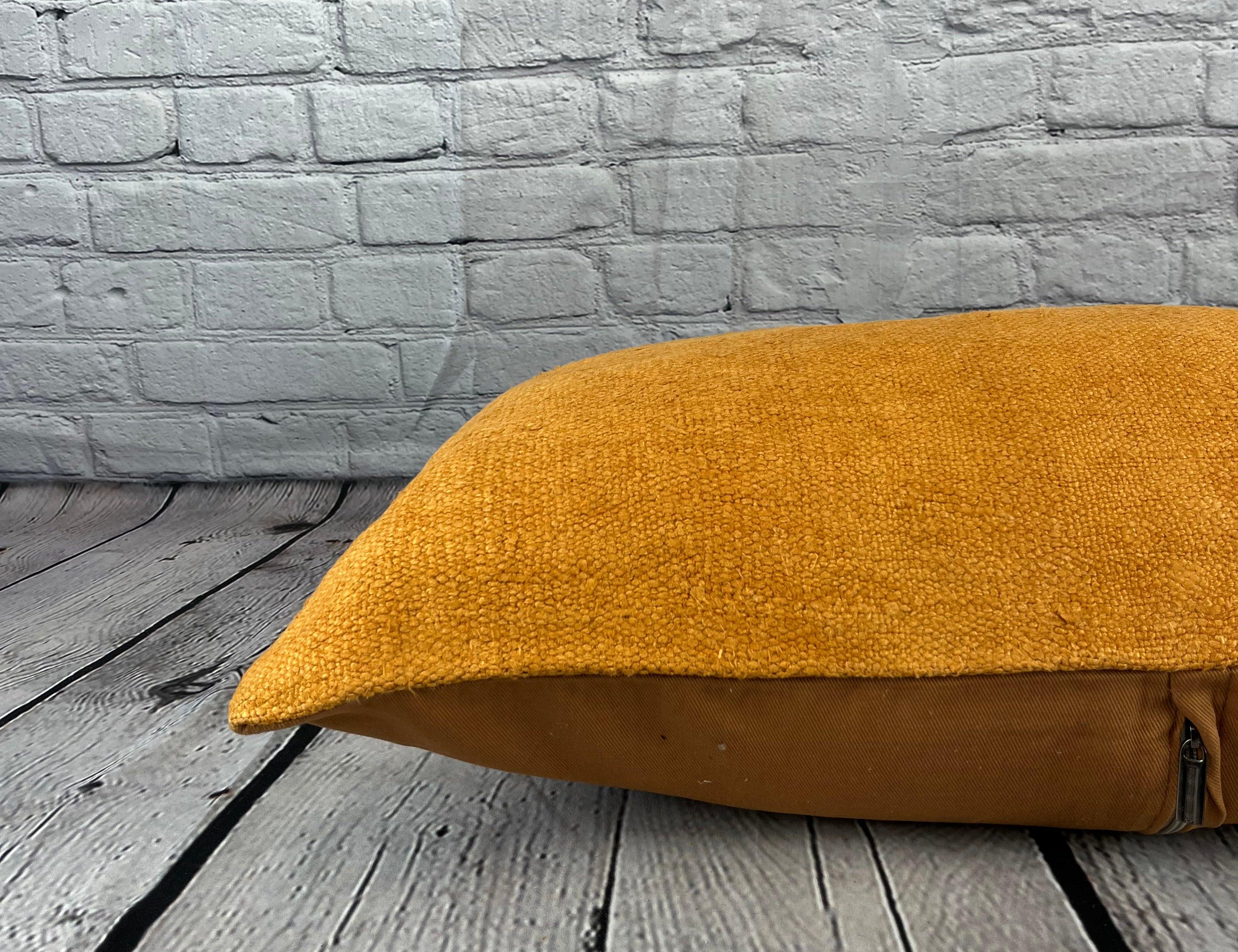 16 x 24 Cojín de cáñamo Cojín turco Cojín naranja natural Funda de cojín #6268 Anudado a mano en venta