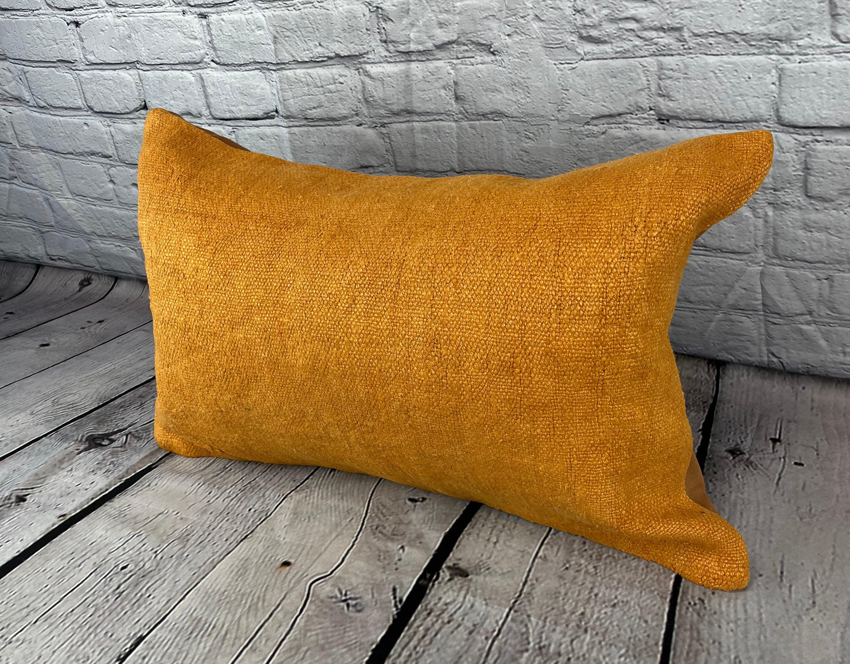 16 x 24 Hemp Pillow Turkish Cushion Natural Orange Pillow Cushion Cover #6270 Elevate your home decor with our Hemp Pillow Turkish Cushion. This exquisite pillow cover, meticulously handwoven, adds a touch of elegance and sophistication to any