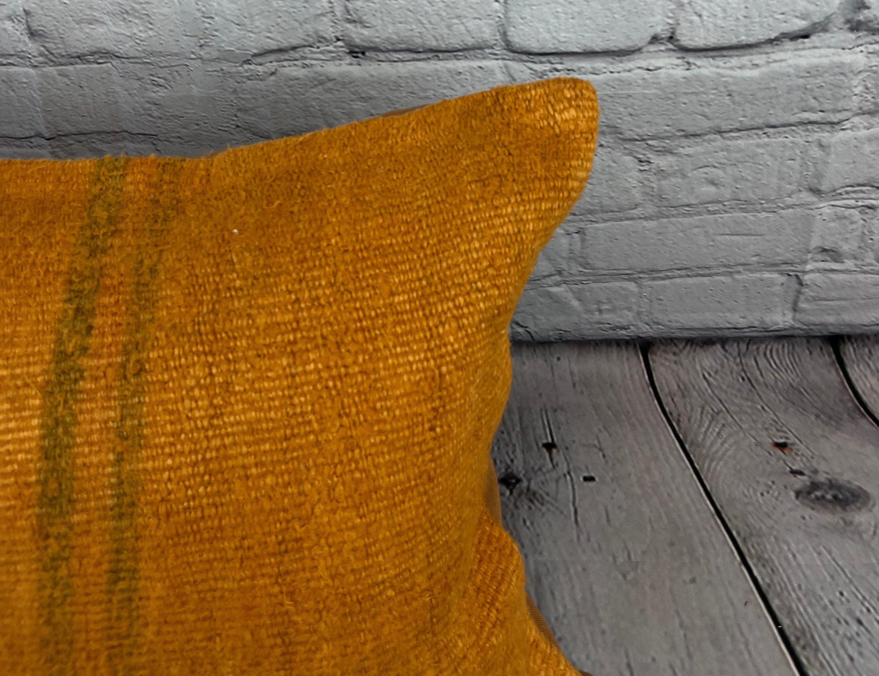 16 x 24 Hemp Kissen Türkisches Kissen mit natürlichem orangefarbenem Kissen-Kissenbezug #6272 (Handgeknüpft) im Angebot