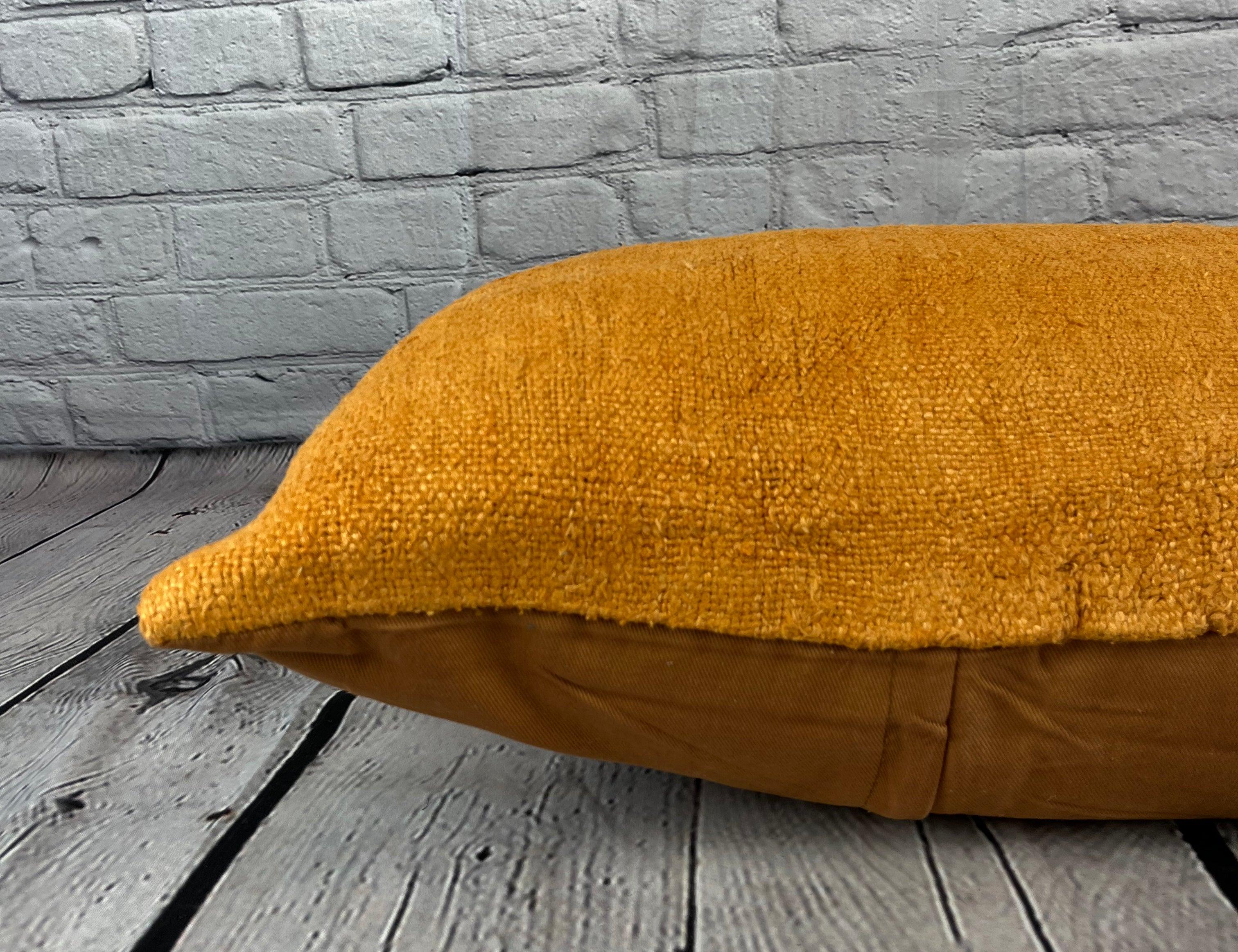 16 x 24 Hemp Pillow Turkish Cushion Natural Orange Pillow Cushion Cover #6276 In New Condition For Sale In Houston, TX