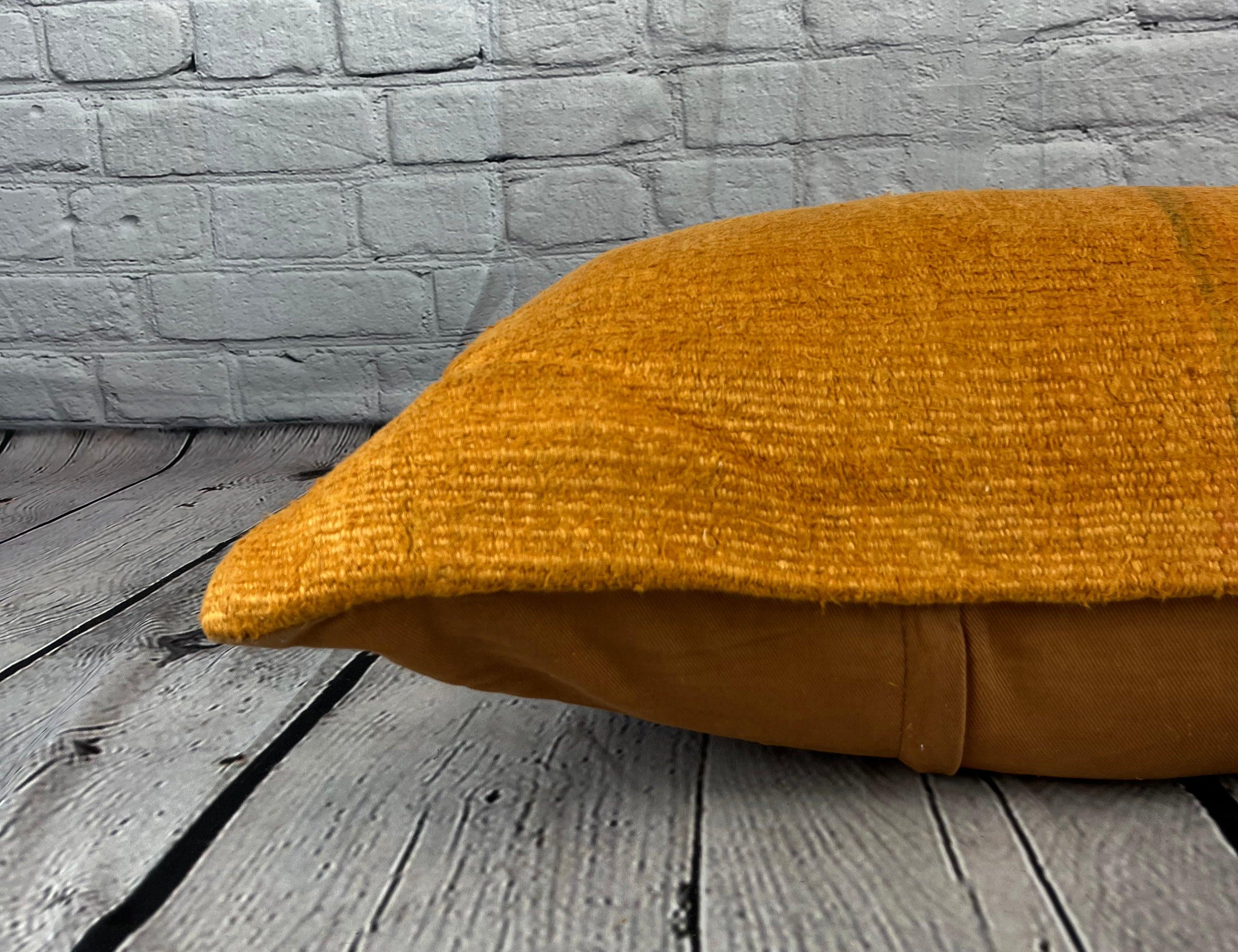 16 x 24 Hemp Kissen Türkisches Kissen mit natürlichem orangefarbenem Kissen-Kissenbezug #6277 im Zustand „Neu“ im Angebot in Houston, TX