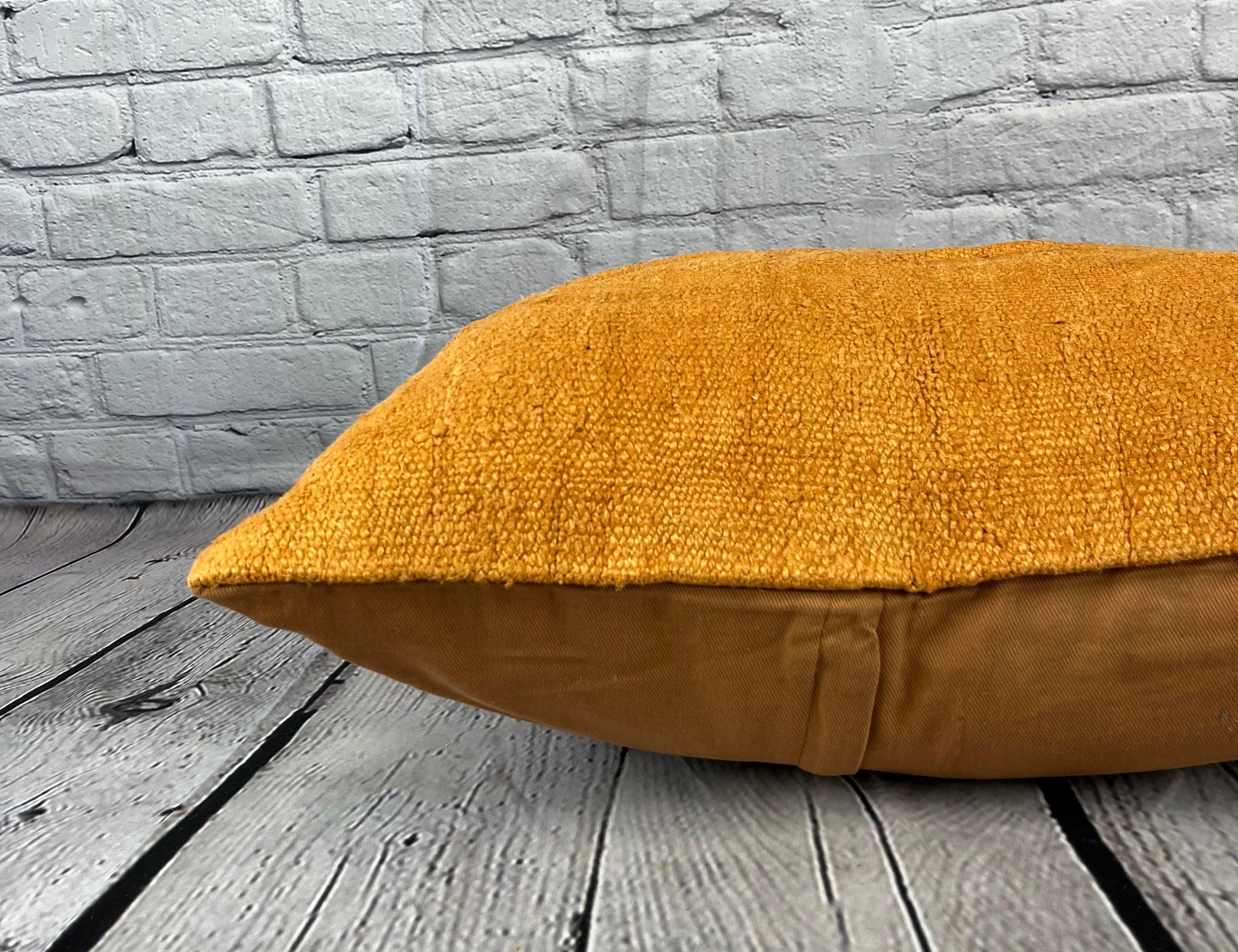 16 x 24 Hemp Pillow Turkish Cushion Natural Orange Pillow Cushion Cover #6278 In New Condition For Sale In Houston, TX