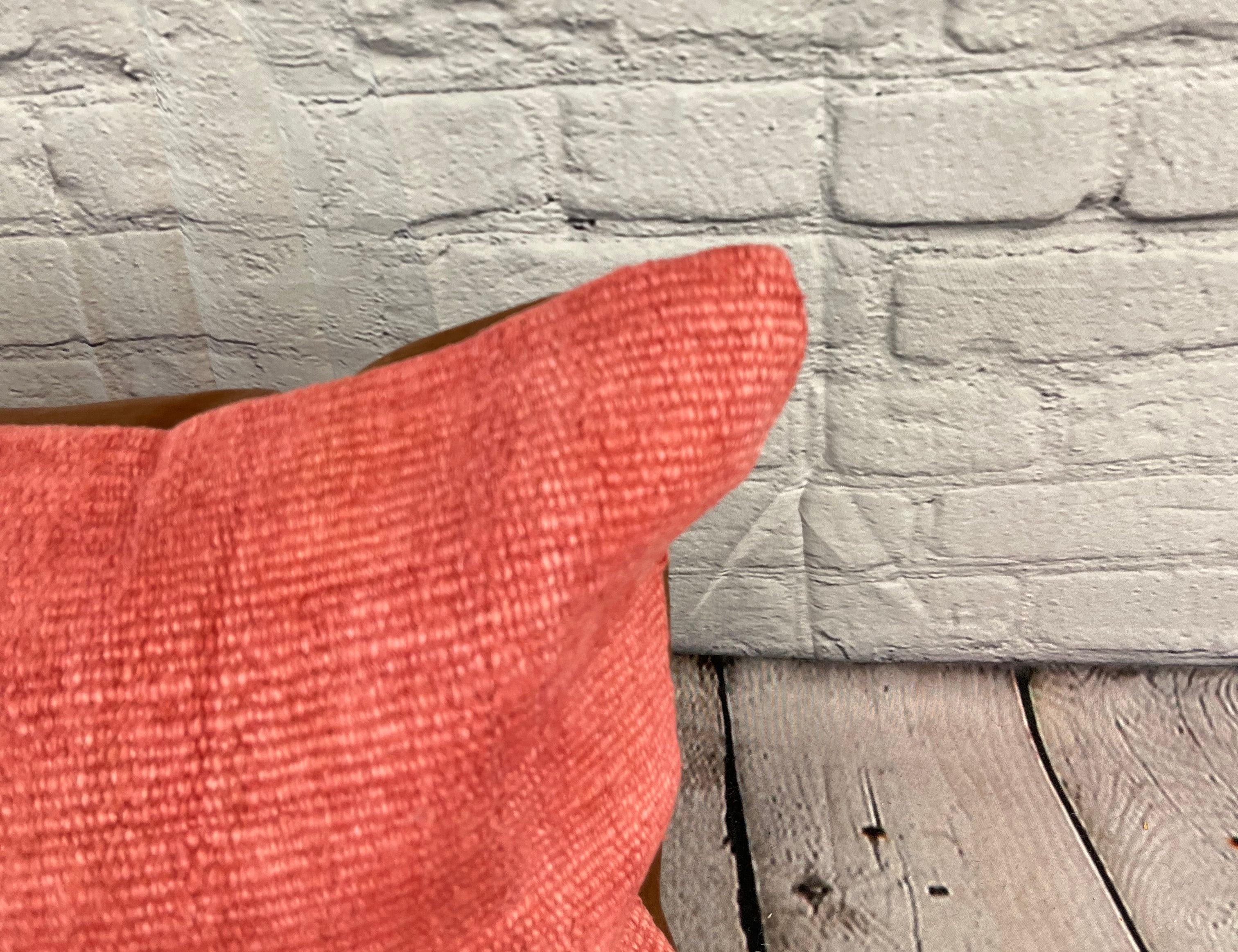 Annodato a mano 16 x 24 Cuscino di Hempe Cuscino Turco Nature Rosso Cuscino Copricuscino #6020 in vendita