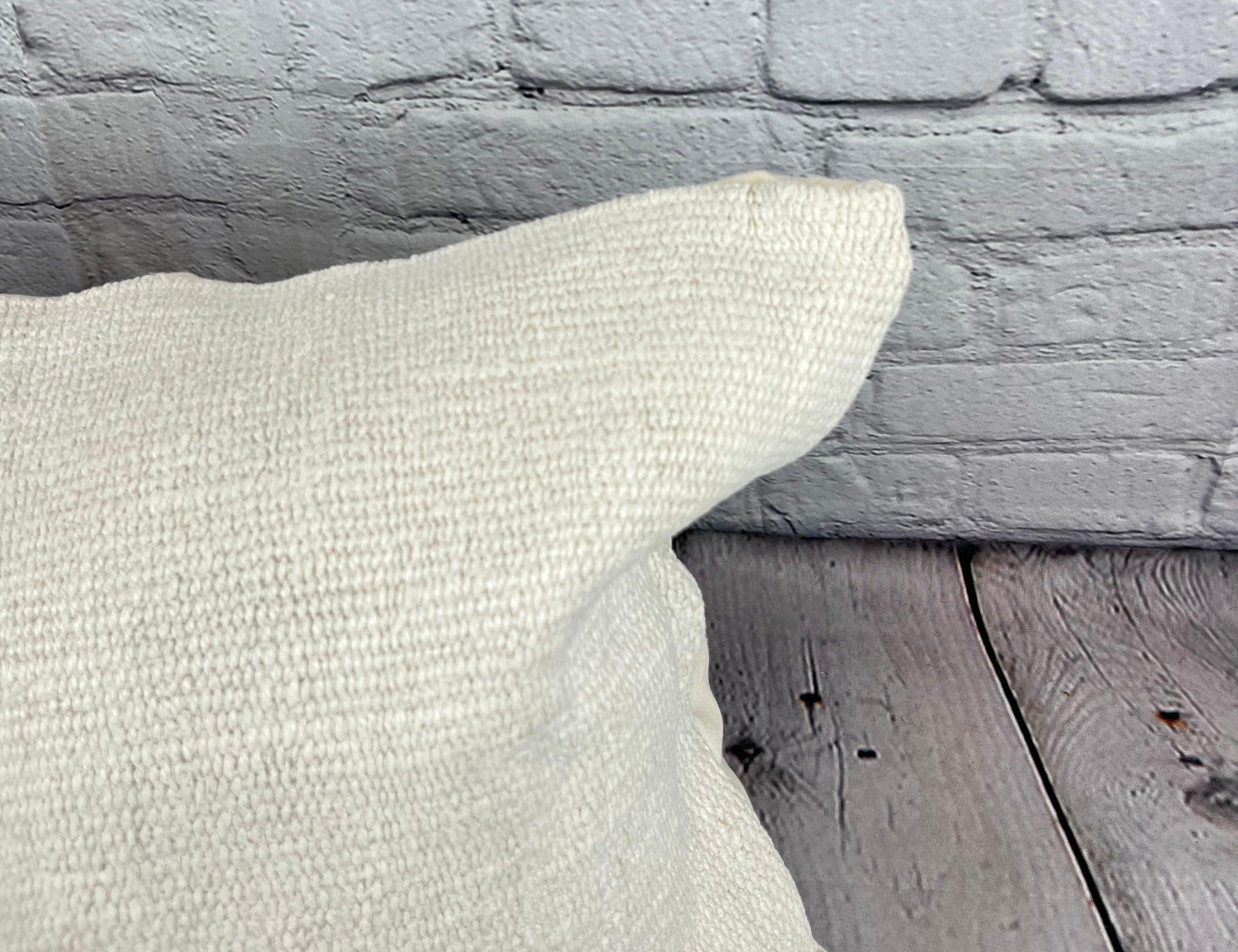 Hand-Knotted 16 x 24 Hemp Pillow Turkish Cushion Natural White Pillow Cushion Cover #6078 For Sale