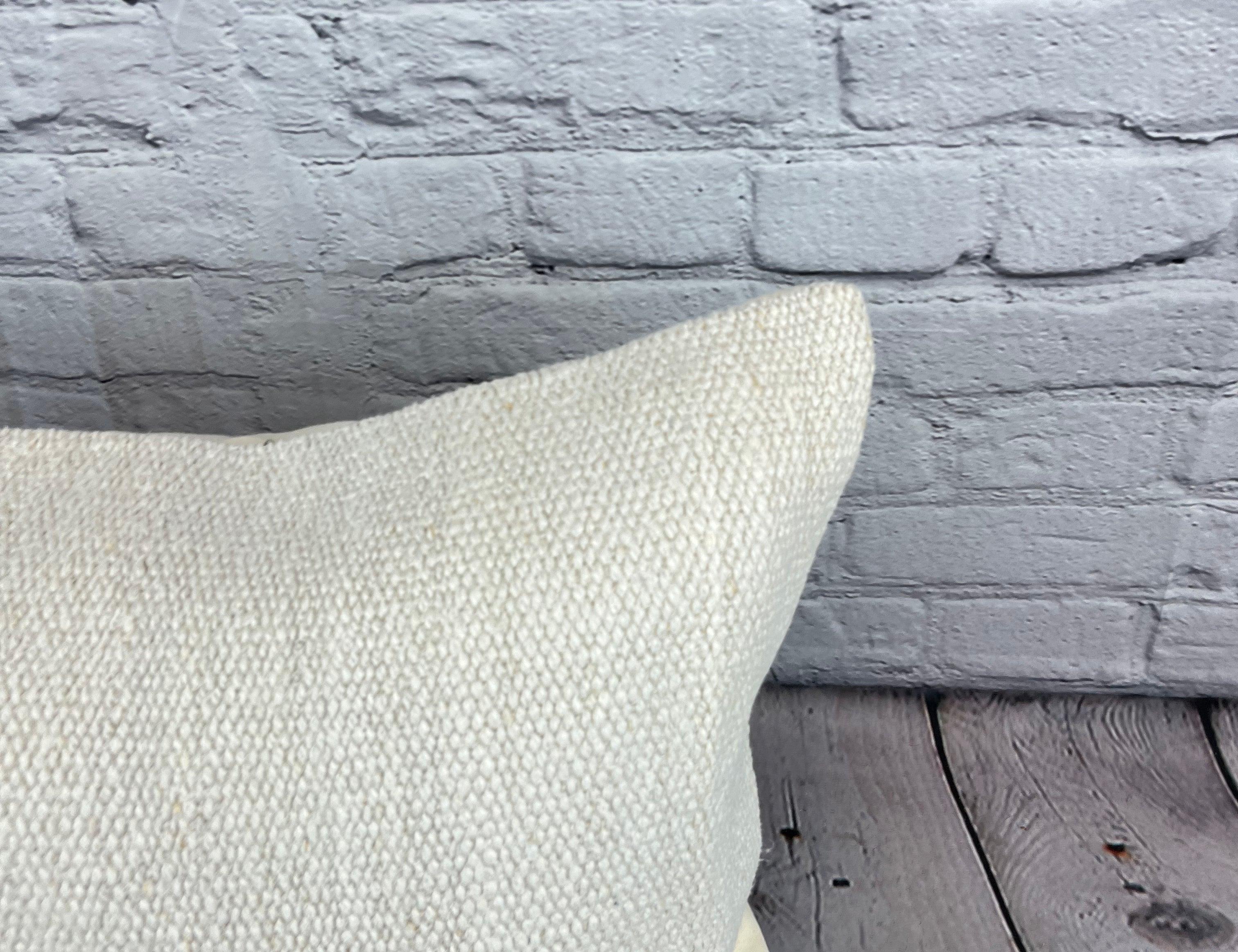 Annodato a mano 16 x 24 Cuscino in Canapa Cuscino Turco Nature Bianco Cuscino Copricuscino #6083 in vendita