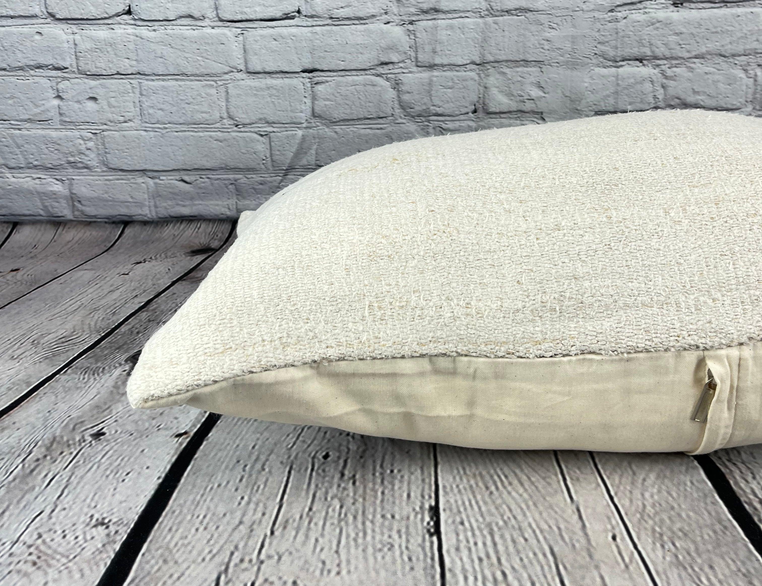16 x 24 Cojín de cáñamo Cojín turco Cojín blanco natural Funda de cojín #6084 Anudado a mano en venta