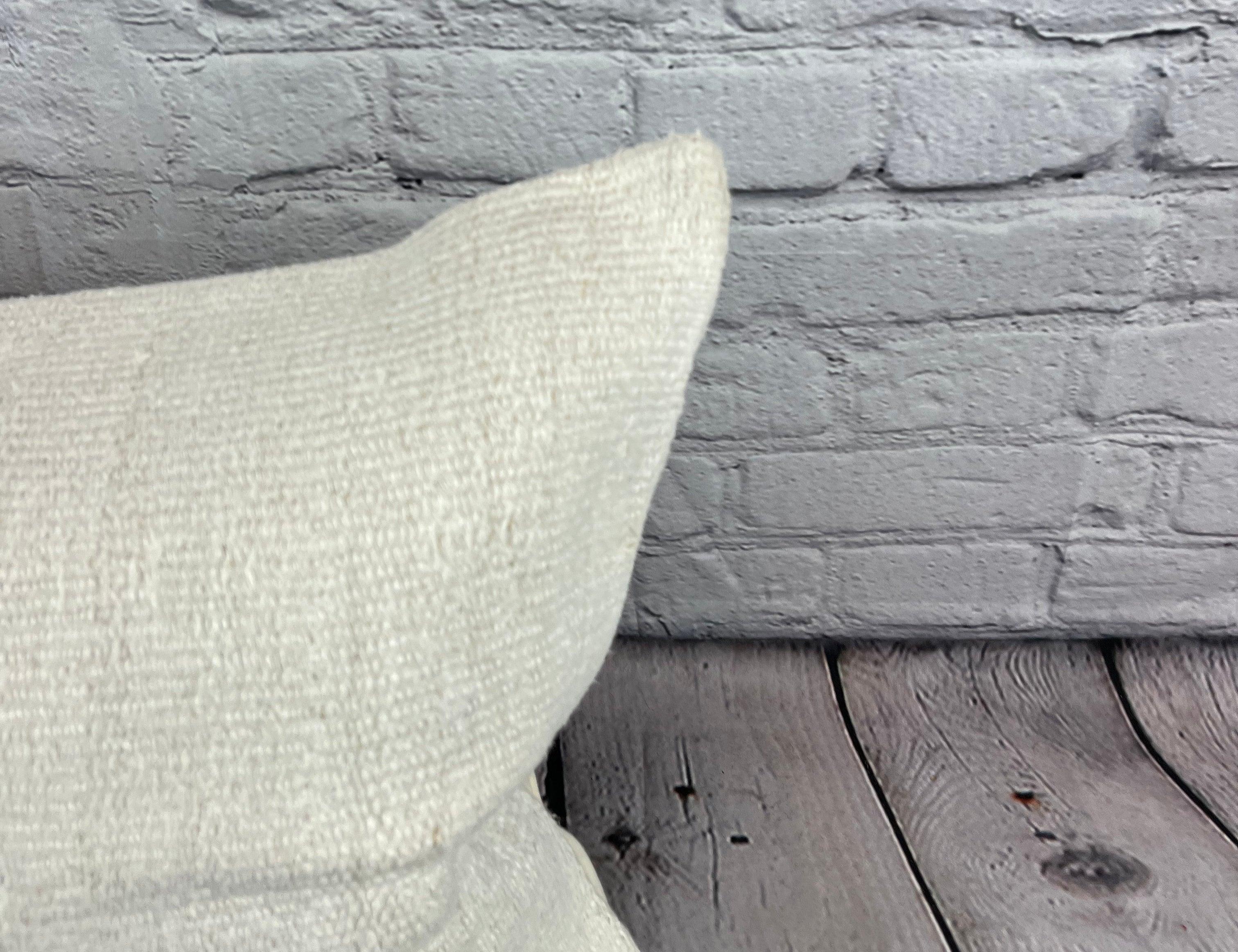Annodato a mano 16 x 24 Cuscino di Canapa Cuscino Turco Nature Bianco Cuscino Copricuscino #6122 in vendita