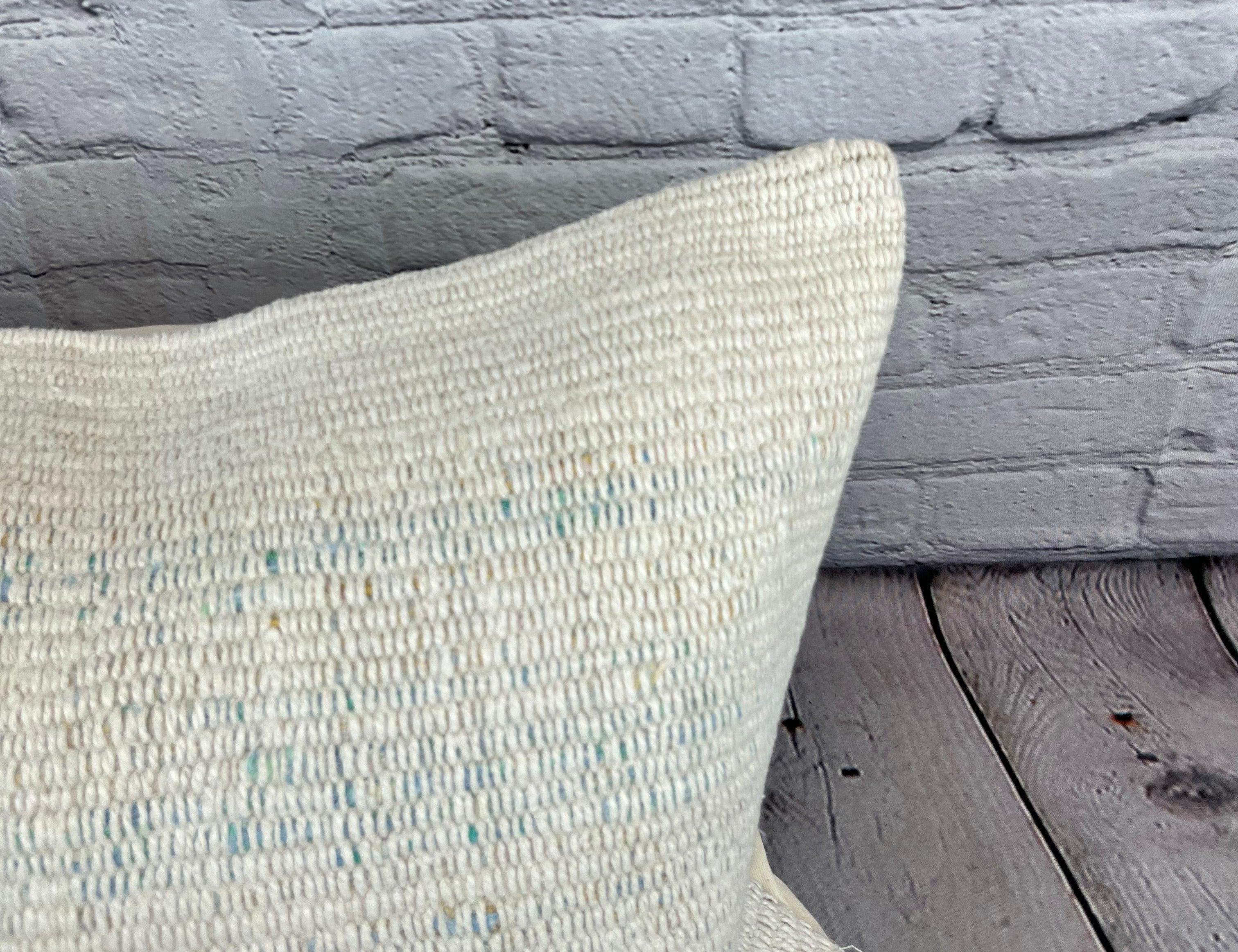 Annodato a mano 16 x 24 Cuscino in Canapa Cuscino Turco Nature Bianco Cuscino Copricuscino #6125 in vendita