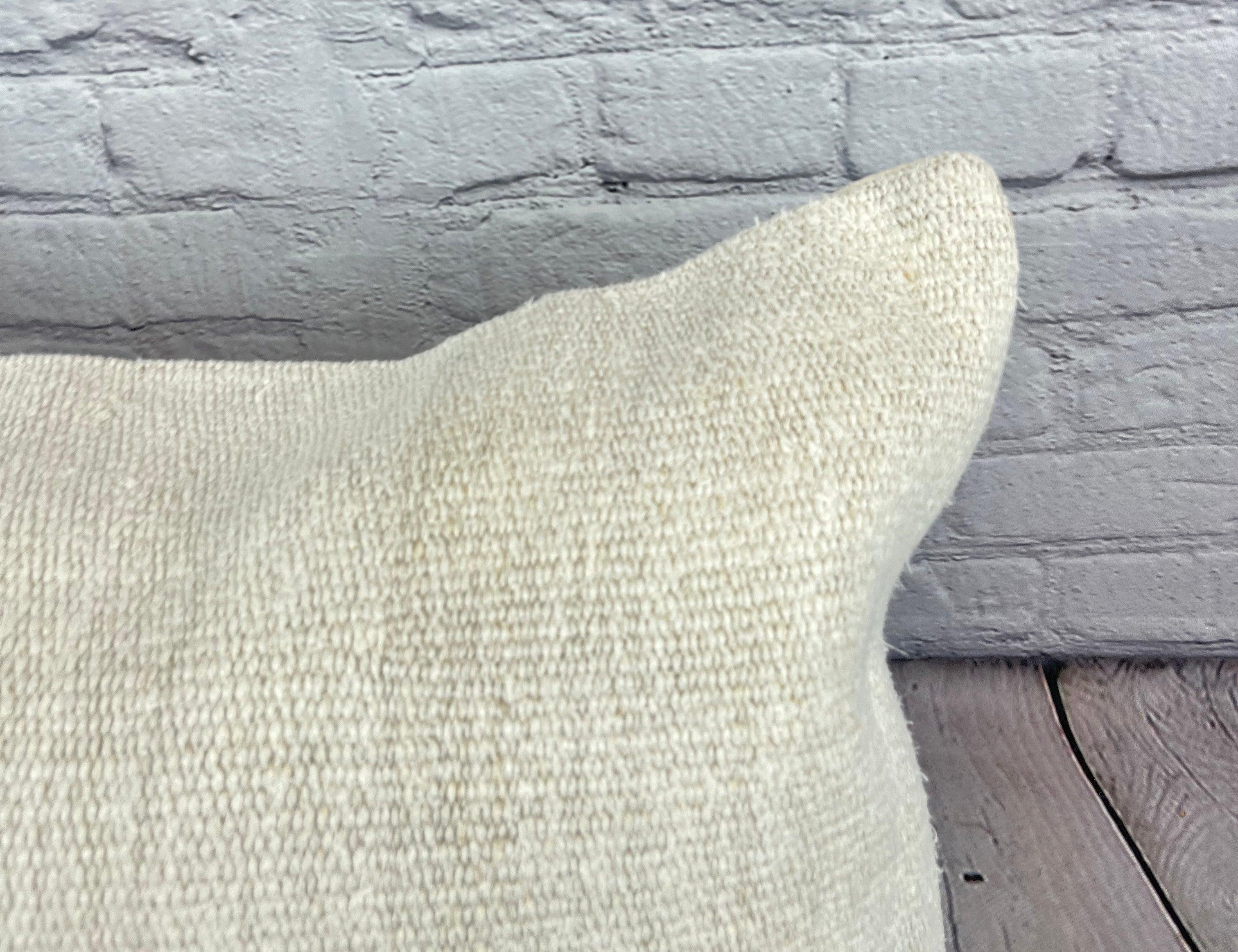Annodato a mano 16 x 24 Cuscino in Canapa Cuscino Turco Nature Bianco Cuscino Copricuscino #6130 in vendita