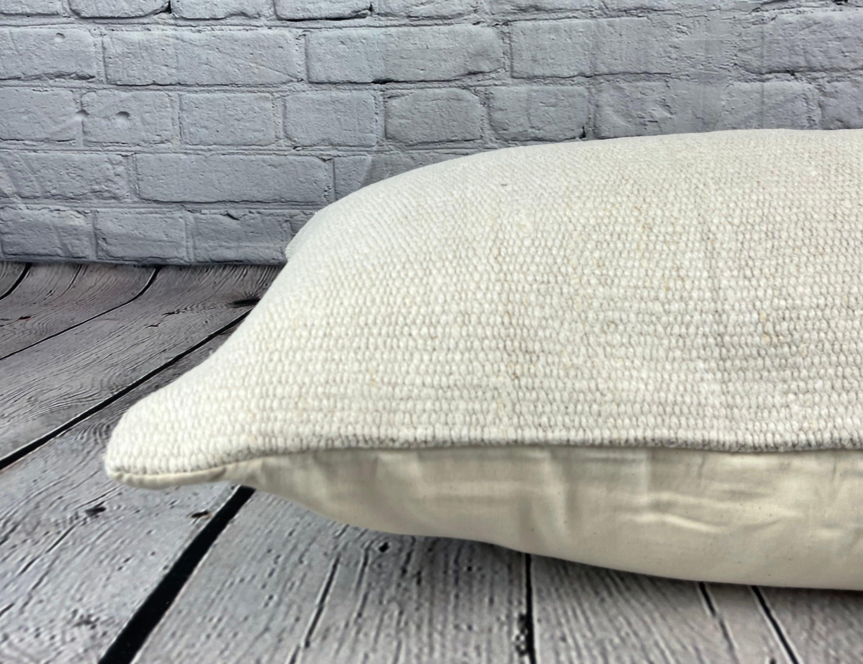 16 x 24 Cojín de cáñamo Cojín turco Cojín blanco natural Funda de cojín #6134 Anudado a mano en venta