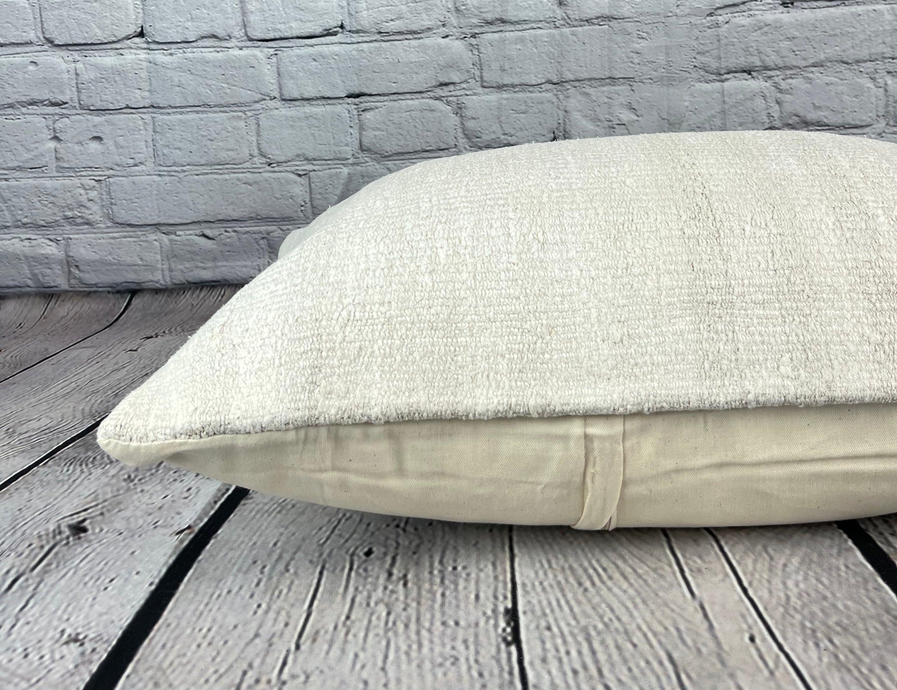 16 x 24 Cojín de cáñamo Cojín turco Cojín blanco natural Funda de cojín #6137 Anudado a mano