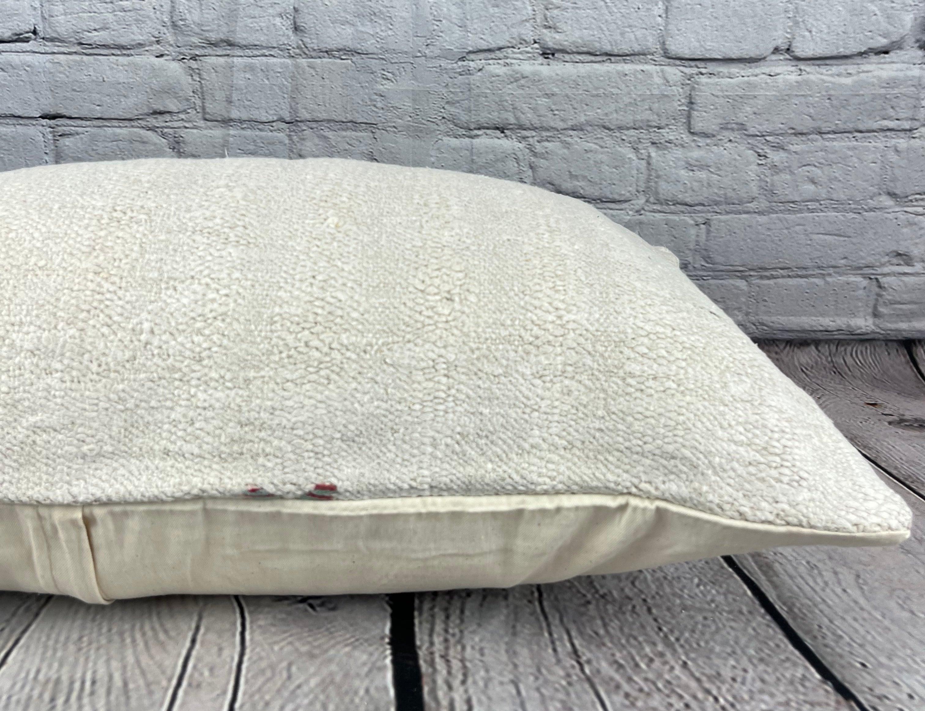 16 x 24 Cojín de cáñamo Cojín turco Cojín blanco natural Funda de cojín #6142 Anudado a mano en venta