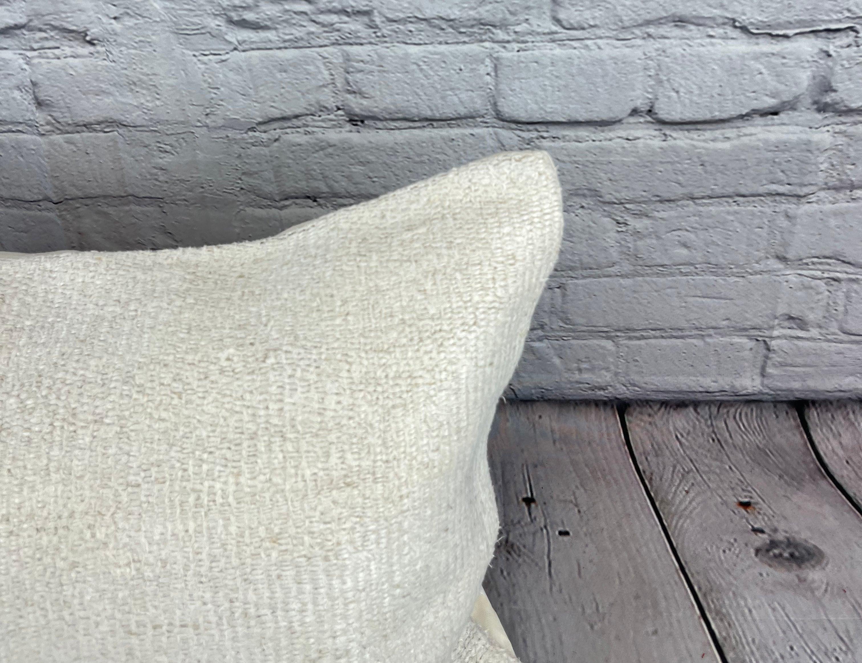 Annodato a mano 16 x 24 Cuscino in Canapa Cuscino Turco Nature Bianco Cuscino Copricuscino #6147 in vendita