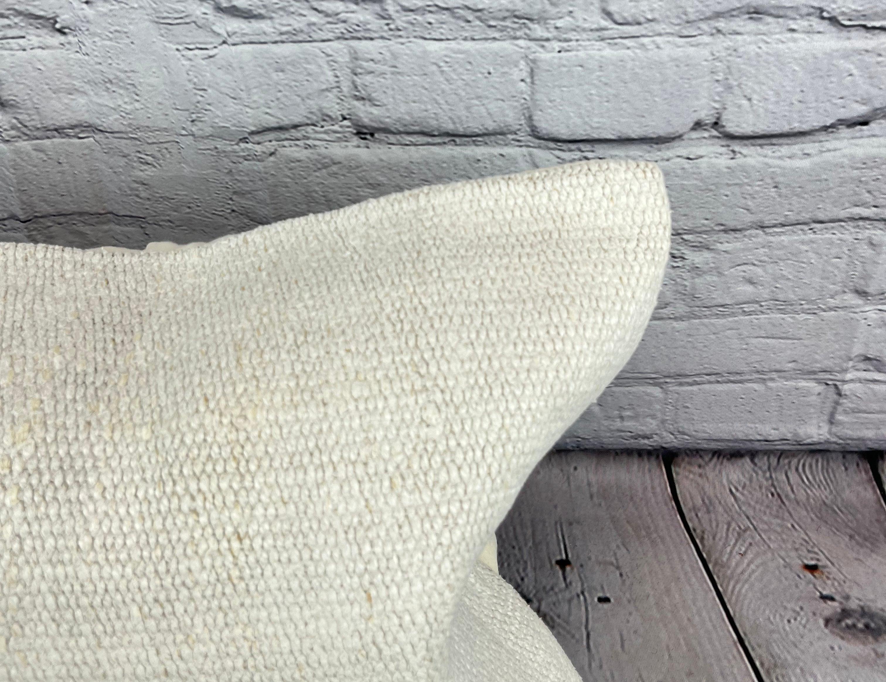 Hand-Knotted 16 x 24 Hemp Pillow Turkish Cushion Natural White Pillow Cushion Cover #6156 For Sale