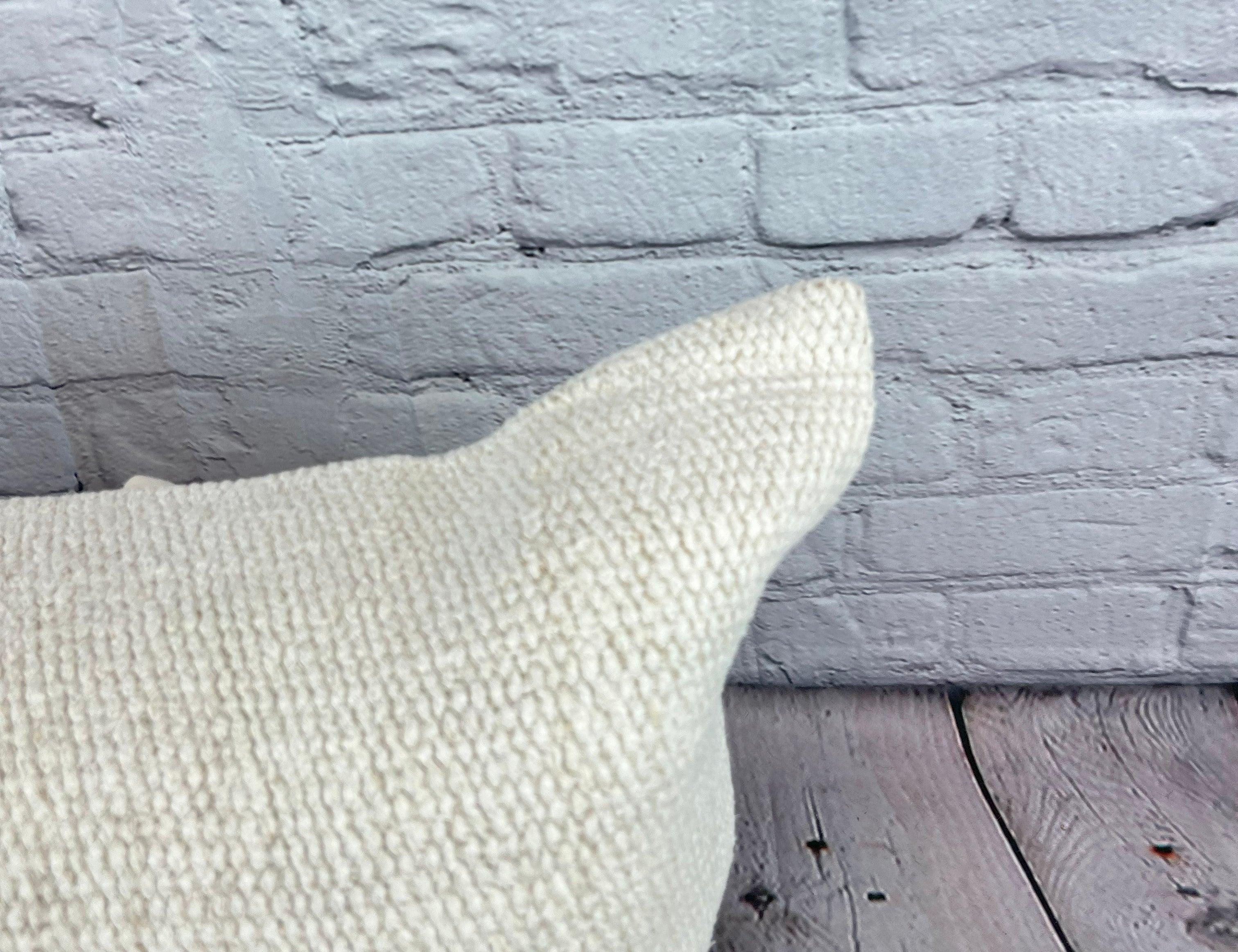 Annodato a mano 16 x 24 Cuscino in Canapa Cuscino Turco Nature Bianco Cuscino Copricuscino #6159 in vendita