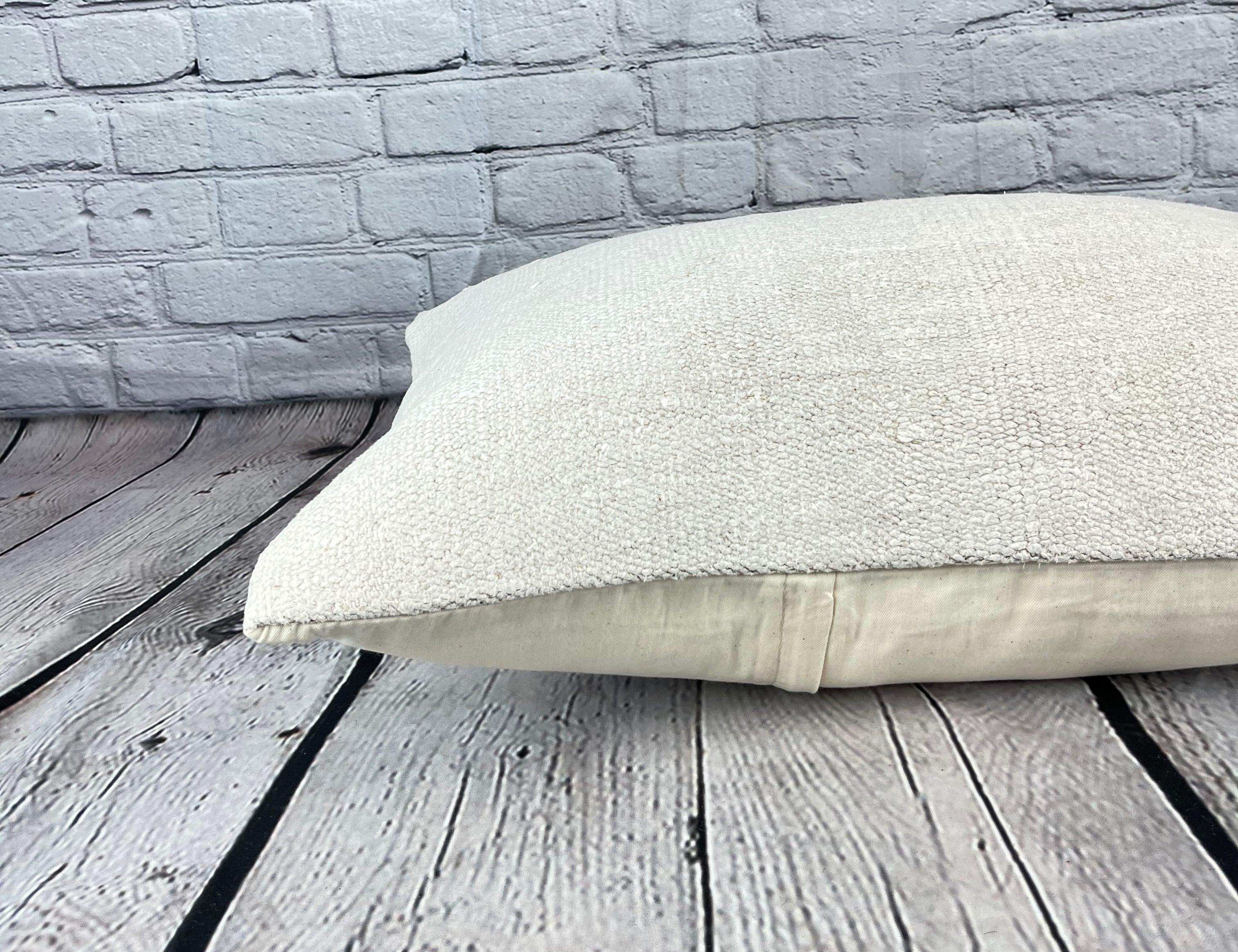 16 x 24 Cojín de cáñamo Cojín turco Cojín blanco natural Funda de cojín #6168 Anudado a mano en venta