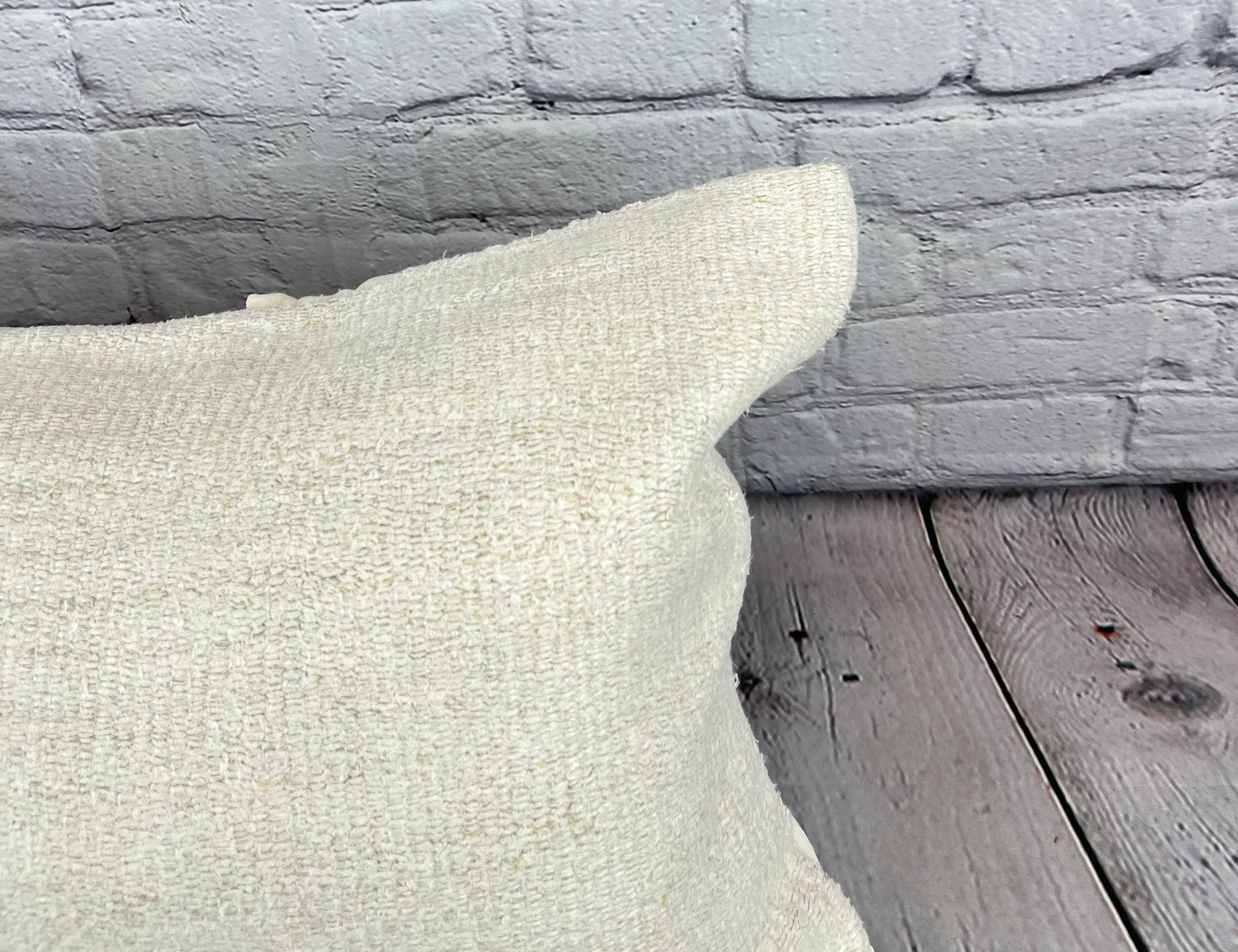 Annodato a mano 16 x 24 Cuscino in Canapa Cuscino Turco Nature Bianco Cuscino Copricuscino #6176 in vendita