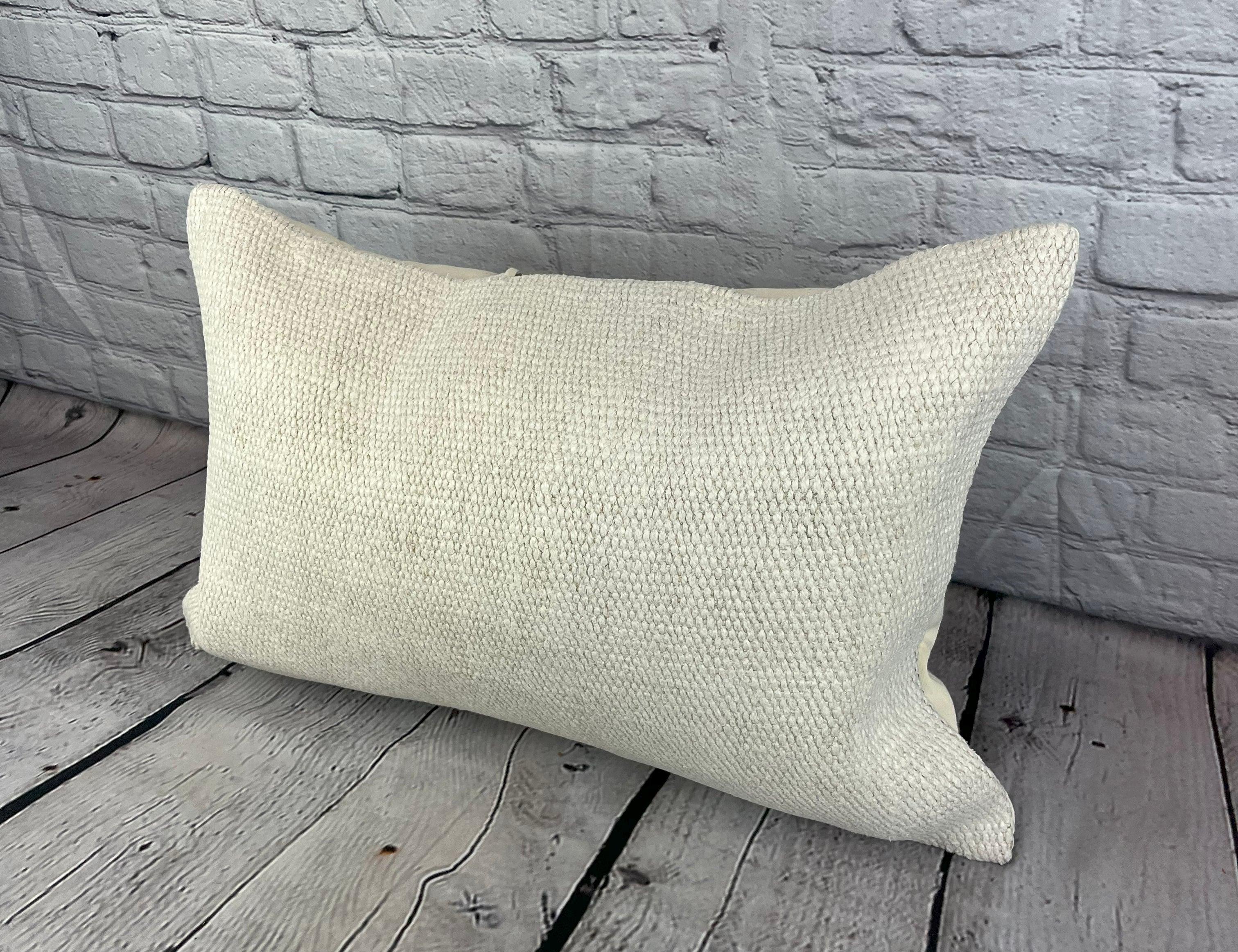 16 x 24 Hemp Pillow Turkish Cushion Natural White Pillow Cushion Cover #6178 Elevate your home decor with our Hemp Pillow Turkish Cushion. This exquisite pillow cover, meticulously handwoven, adds a touch of elegance and sophistication to any space.