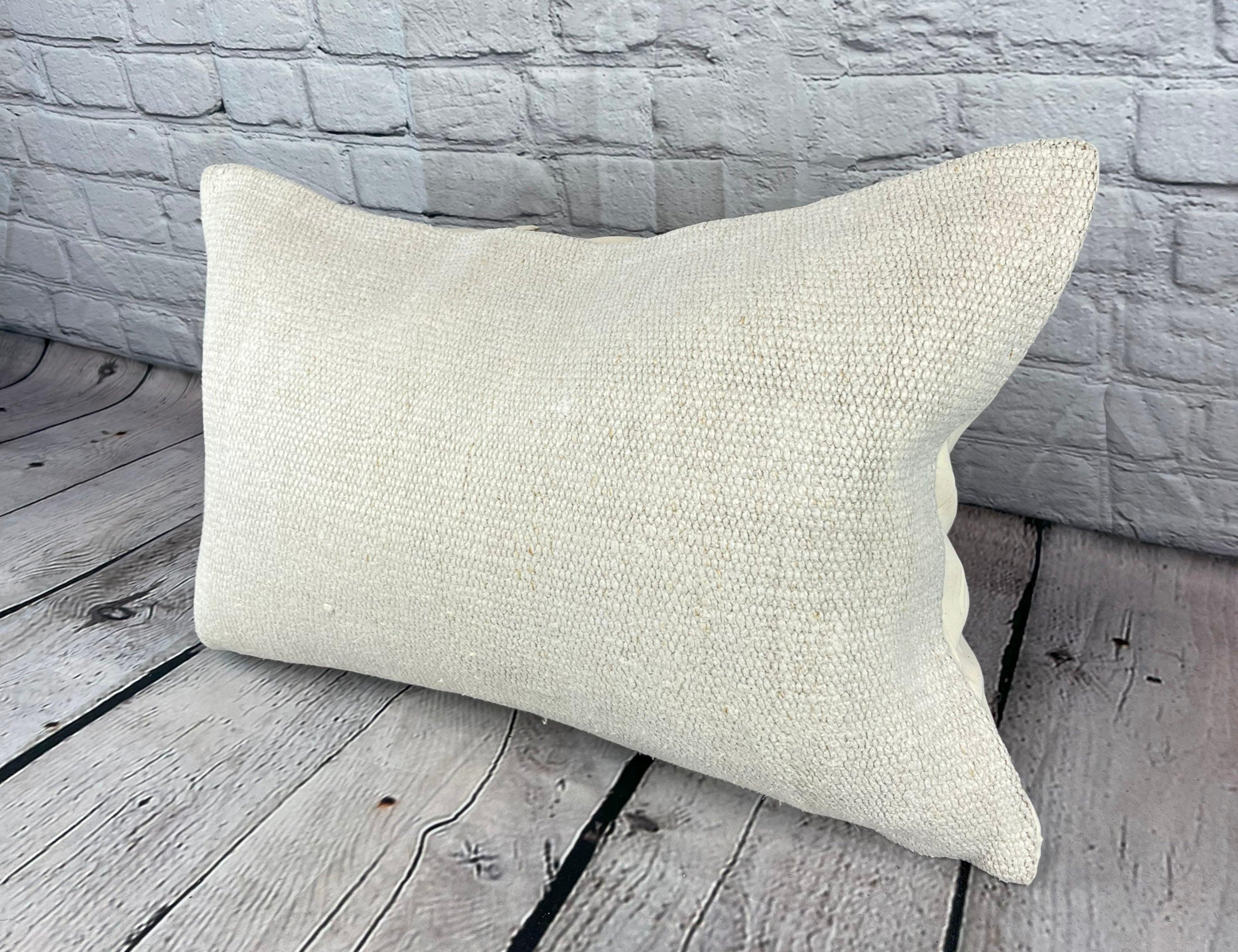 16 x 24 Hemp Pillow Turkish Cushion Natural White Pillow Cushion Cover #6182 Elevate your home decor with our Hemp Pillow Turkish Cushion. This exquisite pillow cover, meticulously handwoven, adds a touch of elegance and sophistication to any space.