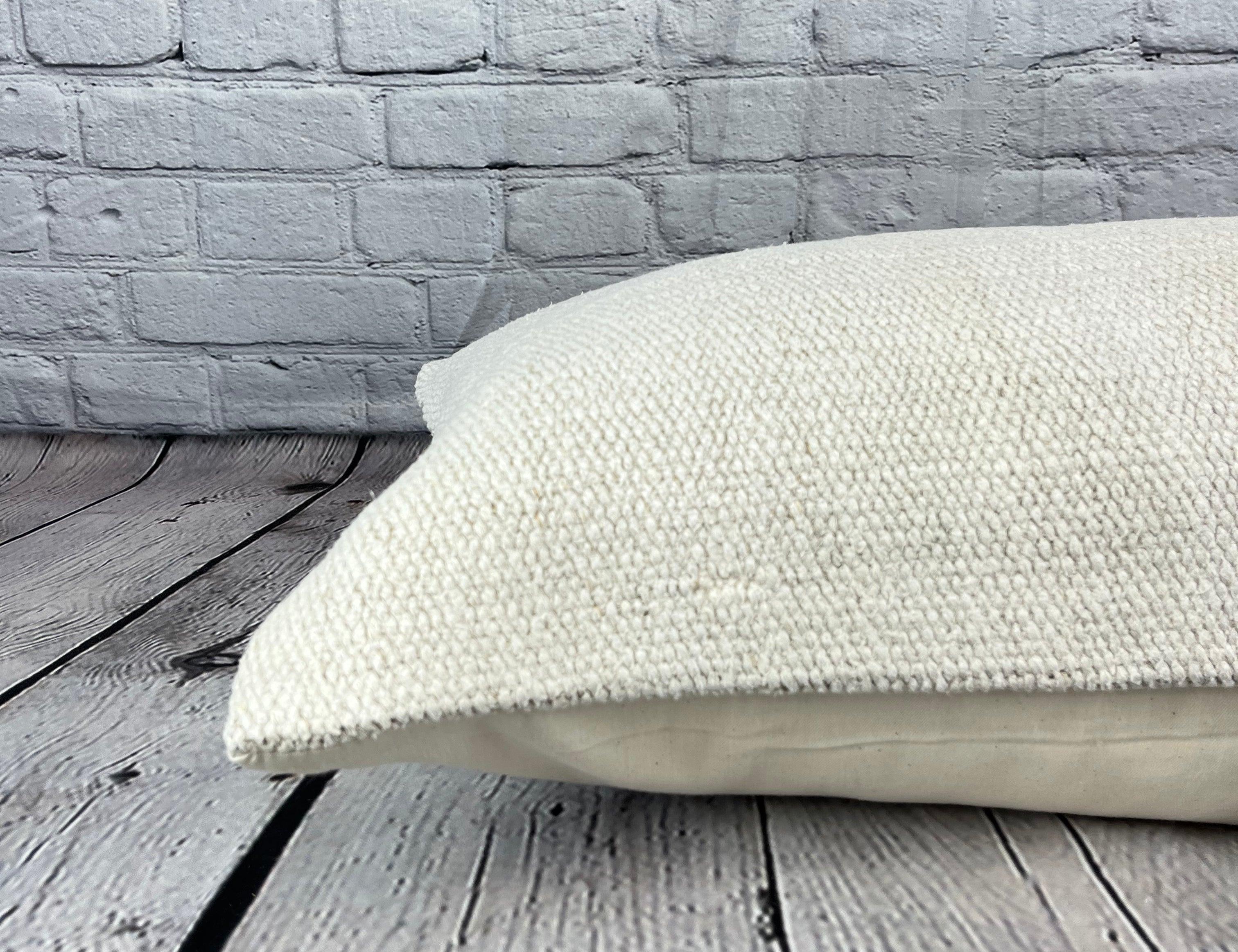 16 x 24 Cojín de cáñamo Cojín turco Cojín blanco natural Funda de cojín #6184 Anudado a mano en venta