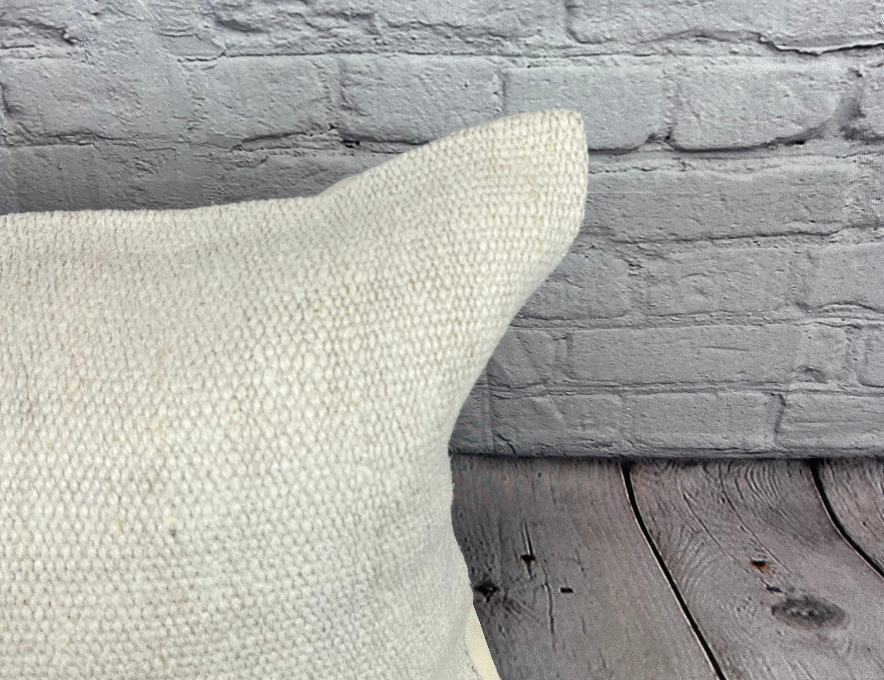 Annodato a mano 16 x 24 Cuscino in Canapa Cuscino Turco Nature Bianco Cuscino Copricuscino #6188 in vendita