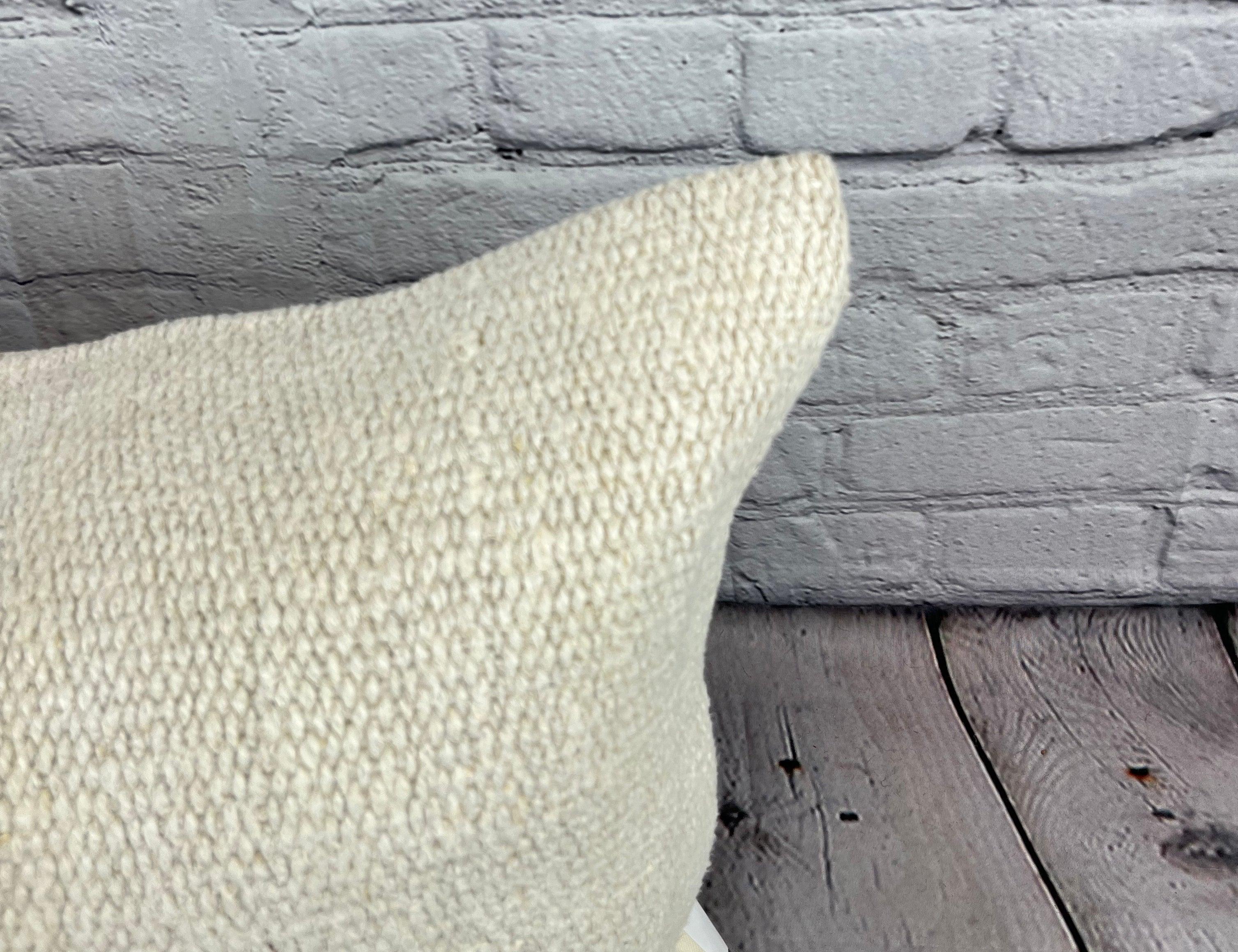 Annodato a mano 16 x 24 Cuscino in Canapa Cuscino Turco Nature Bianco Cuscino Copricuscino #6189 in vendita
