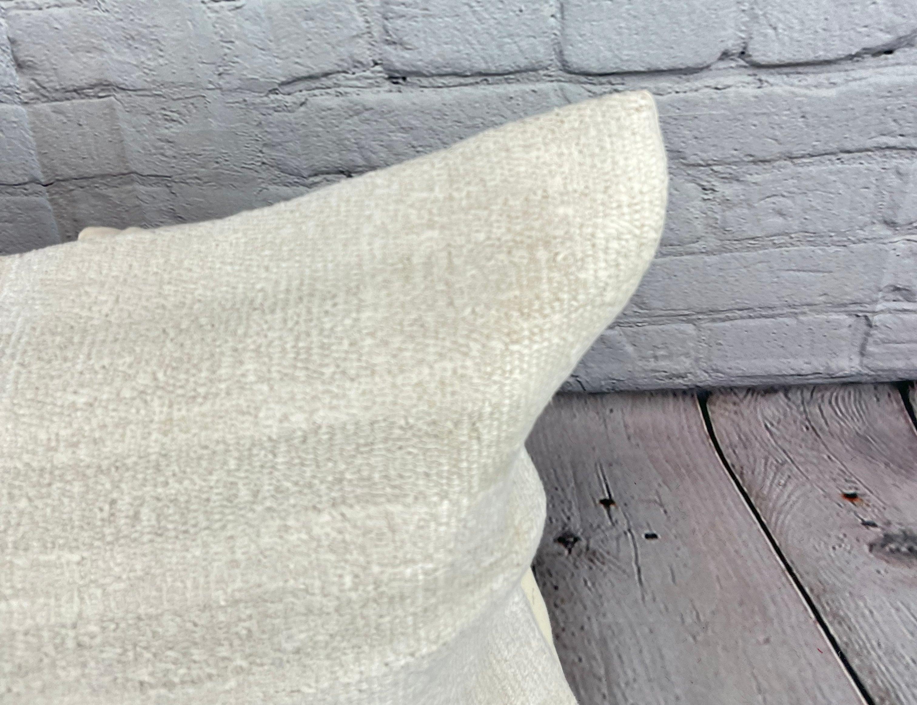 Annodato a mano 16 x 24 Cuscino in Canapa Cuscino Turco Nature Bianco Cuscino Copri Cuscino #6193 in vendita