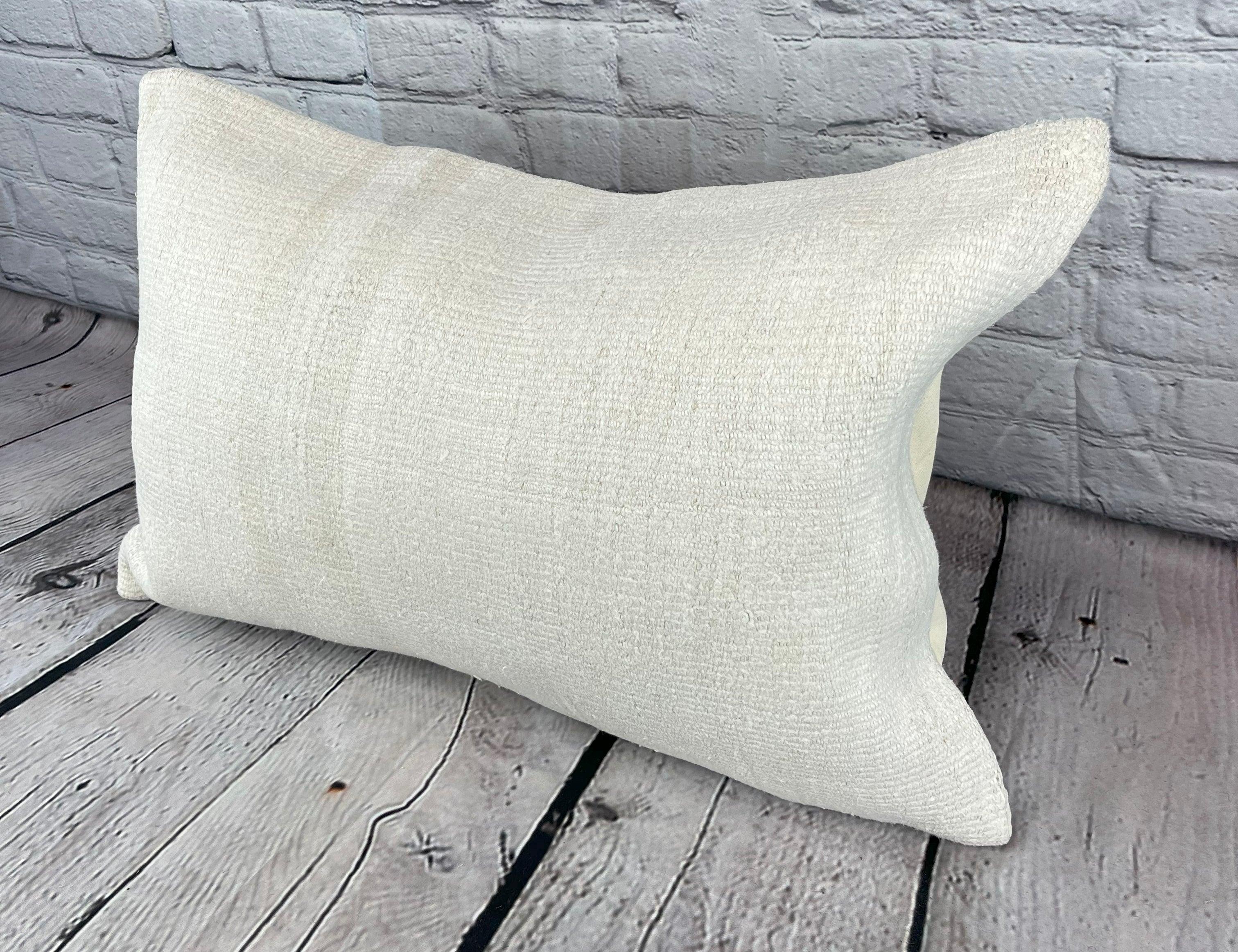 16 x 24 Hemp Pillow Turkish Cushion Natural White Pillow Cushion Cover #6194 Elevate your home decor with our Hemp Pillow Turkish Cushion. This exquisite pillow cover, meticulously handwoven, adds a touch of elegance and sophistication to any space.