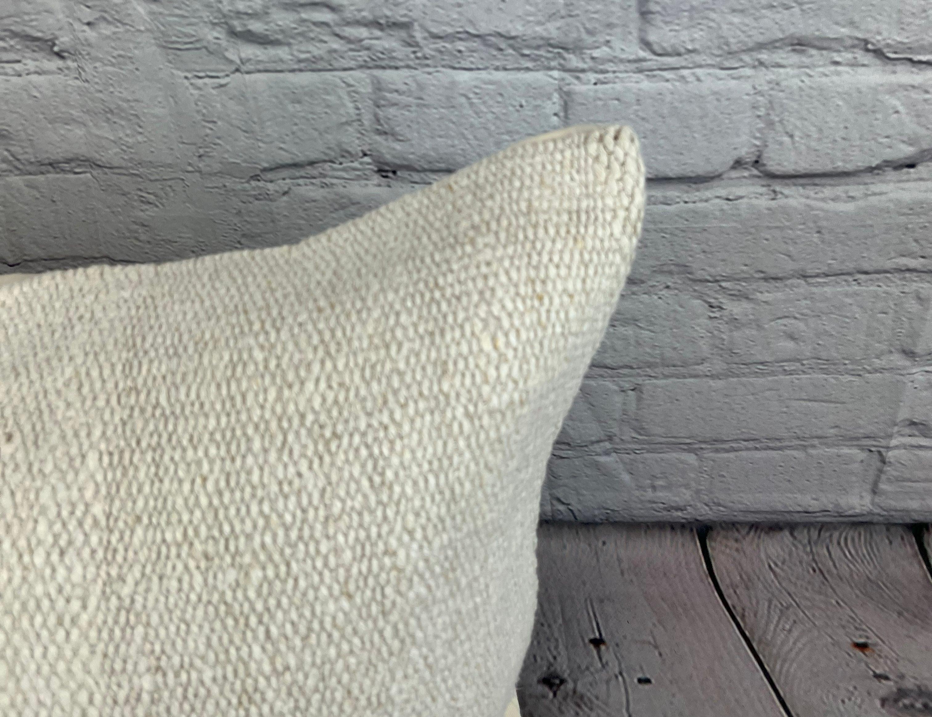 Annodato a mano 16 x 24 Cuscino in Canapa Cuscino Turco Nature Bianco Cuscino Copricuscino #6196 in vendita
